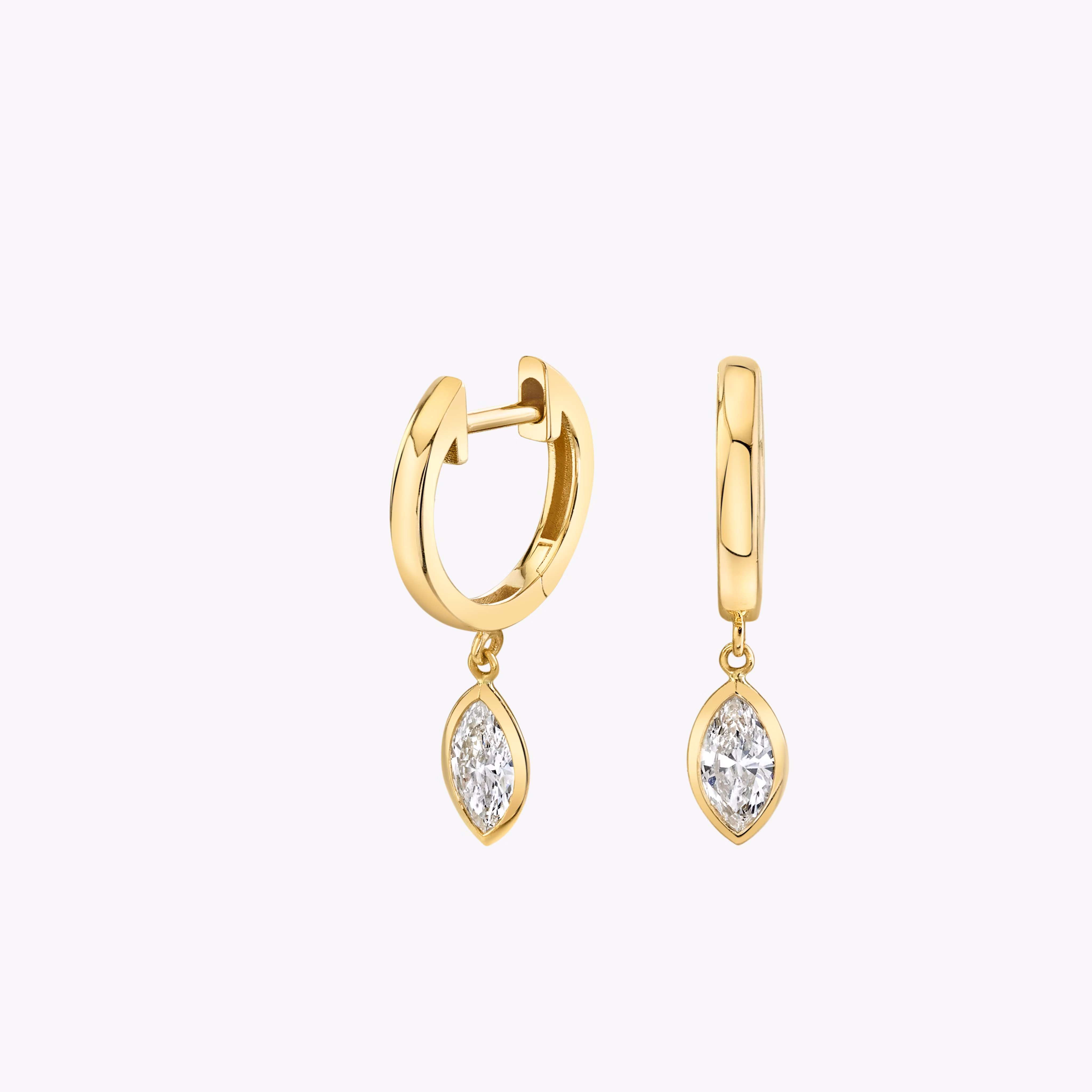 Bezel Drop Huggie Hoops