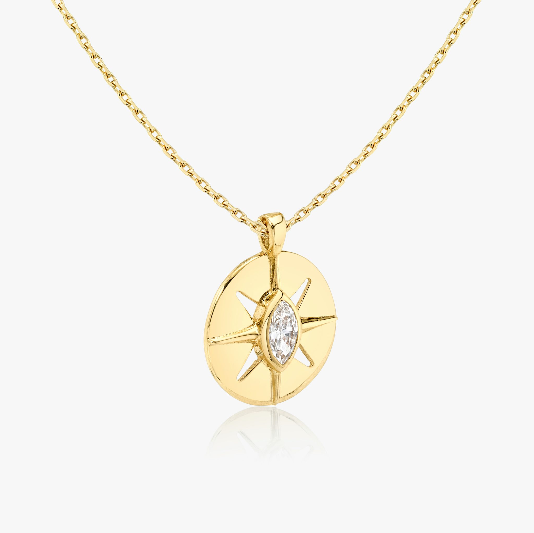 Intentions Medallion | Marquise | 14k | Yellow Gold | chainLength: 16-18