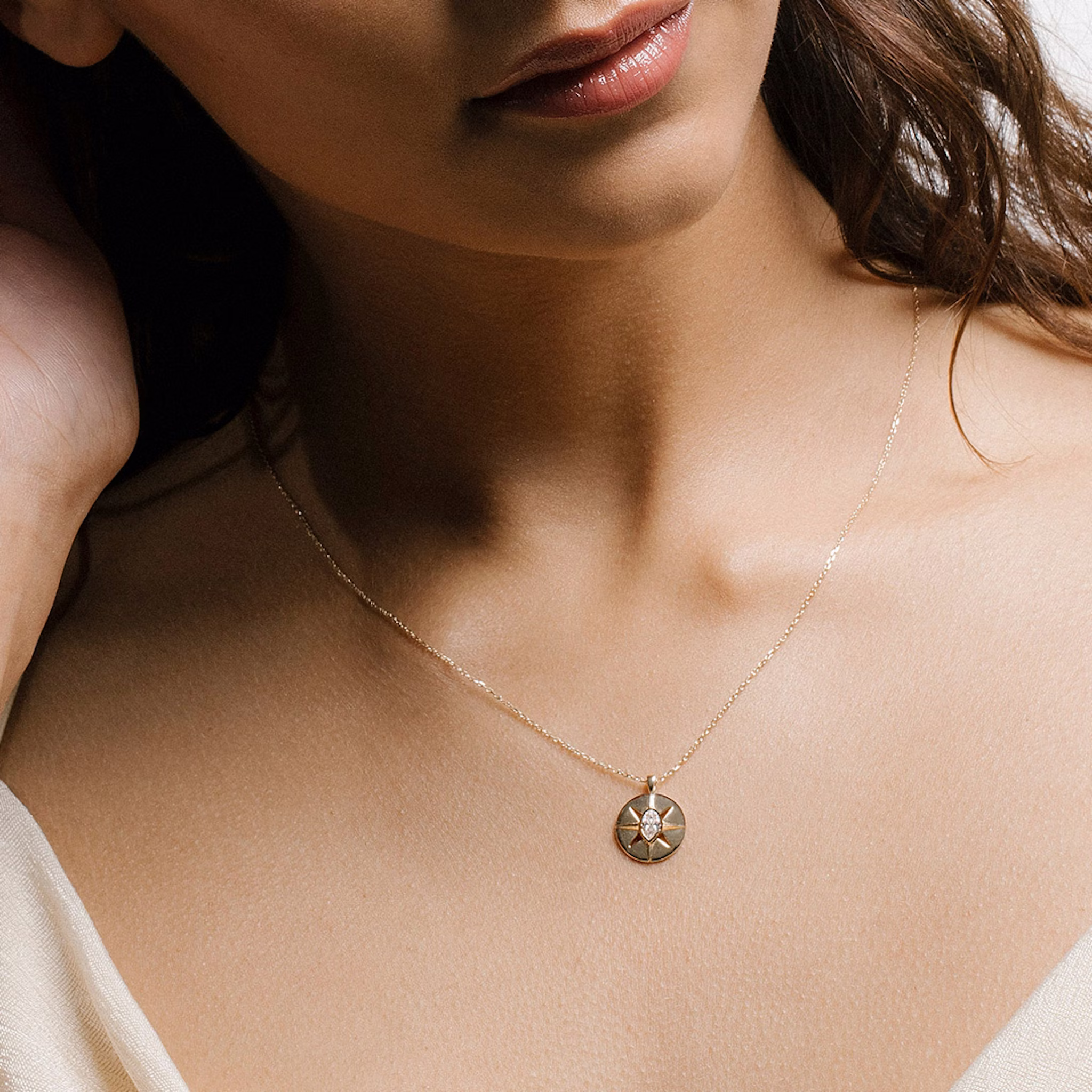 Intentions Medallion | Marquise | 14k | Yellow Gold | chainLength: 16-18