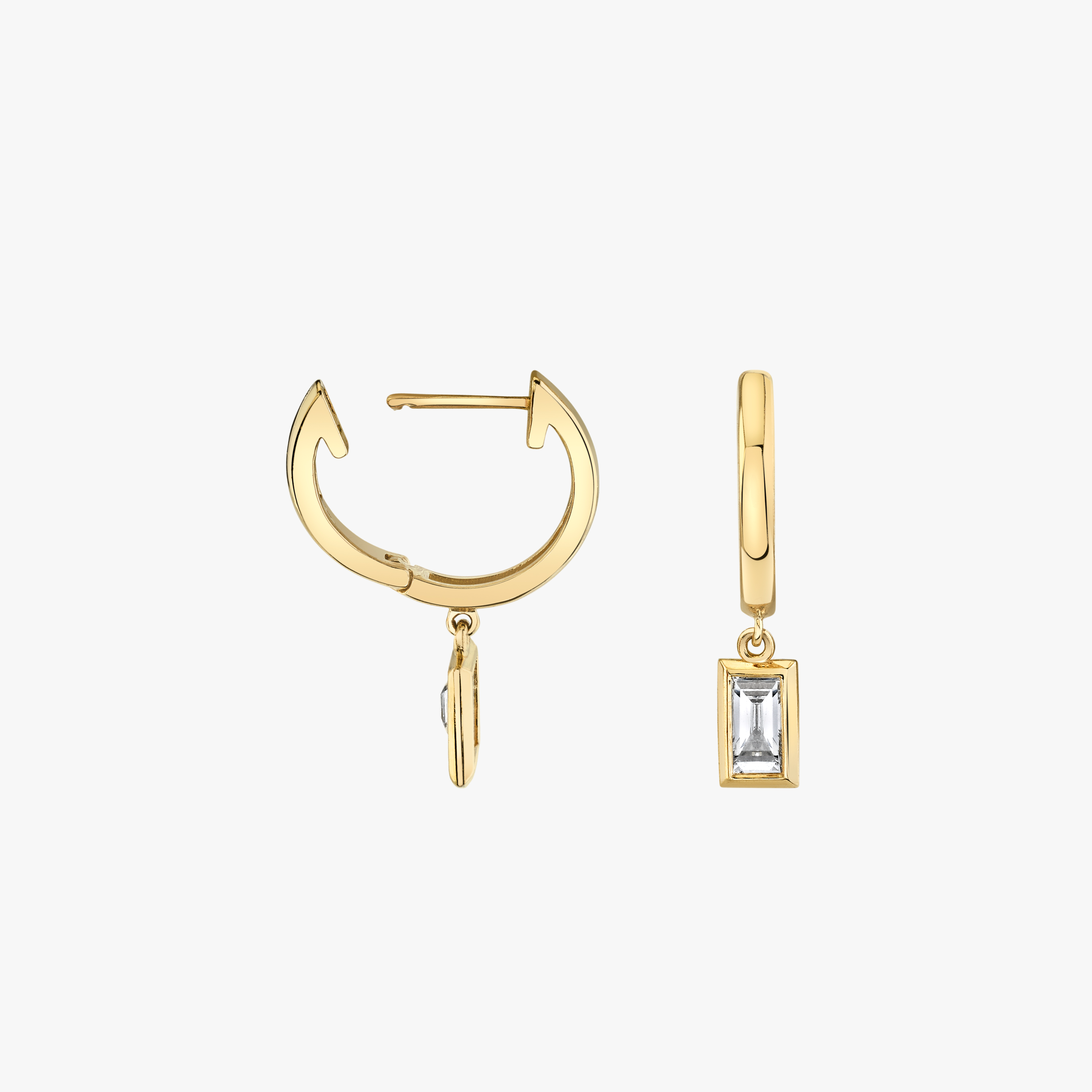 Bezel Drop Huggie Hoops