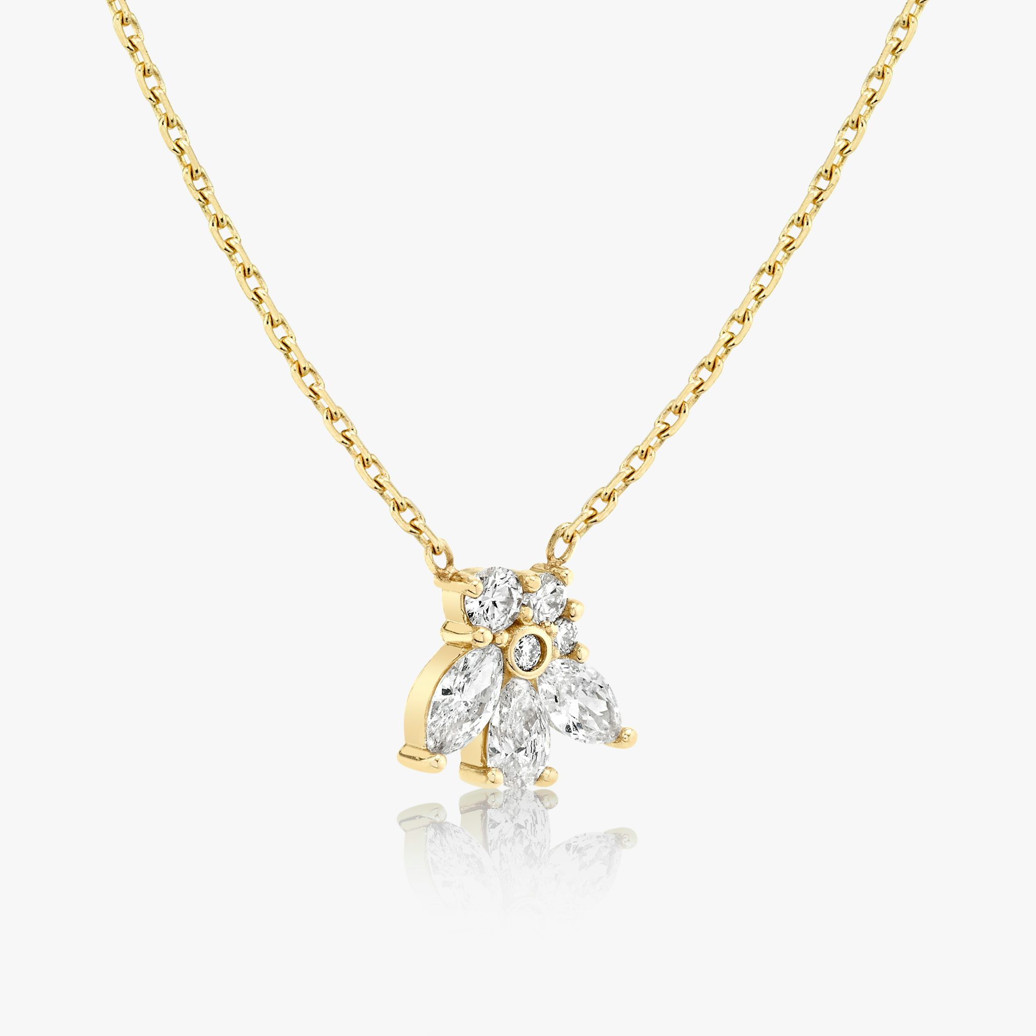 Perennial Necklace | round-brilliant+pear+marquise | 14k | Yellow Gold | chainLength: 16-18