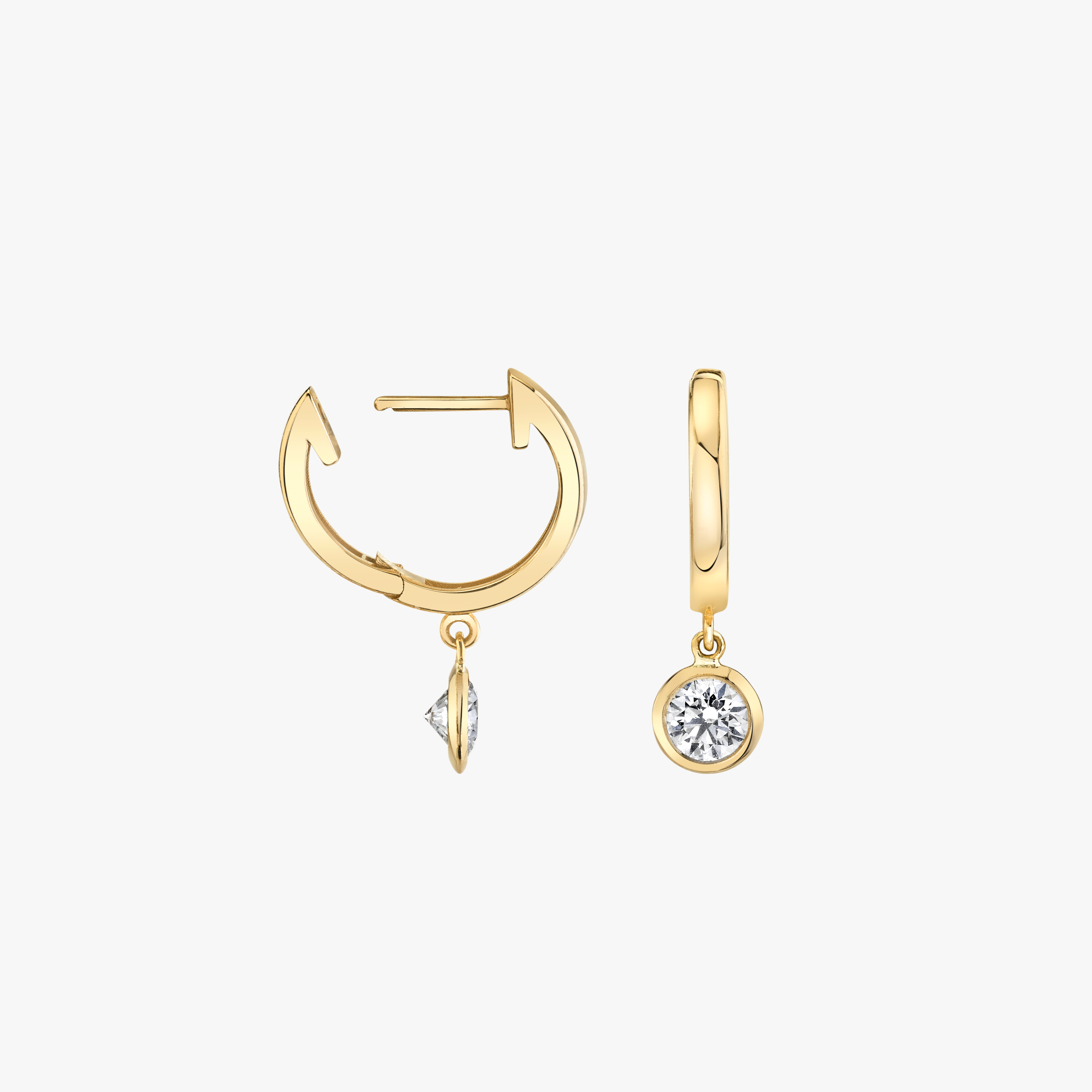 Bezel Drop Huggie Hoops