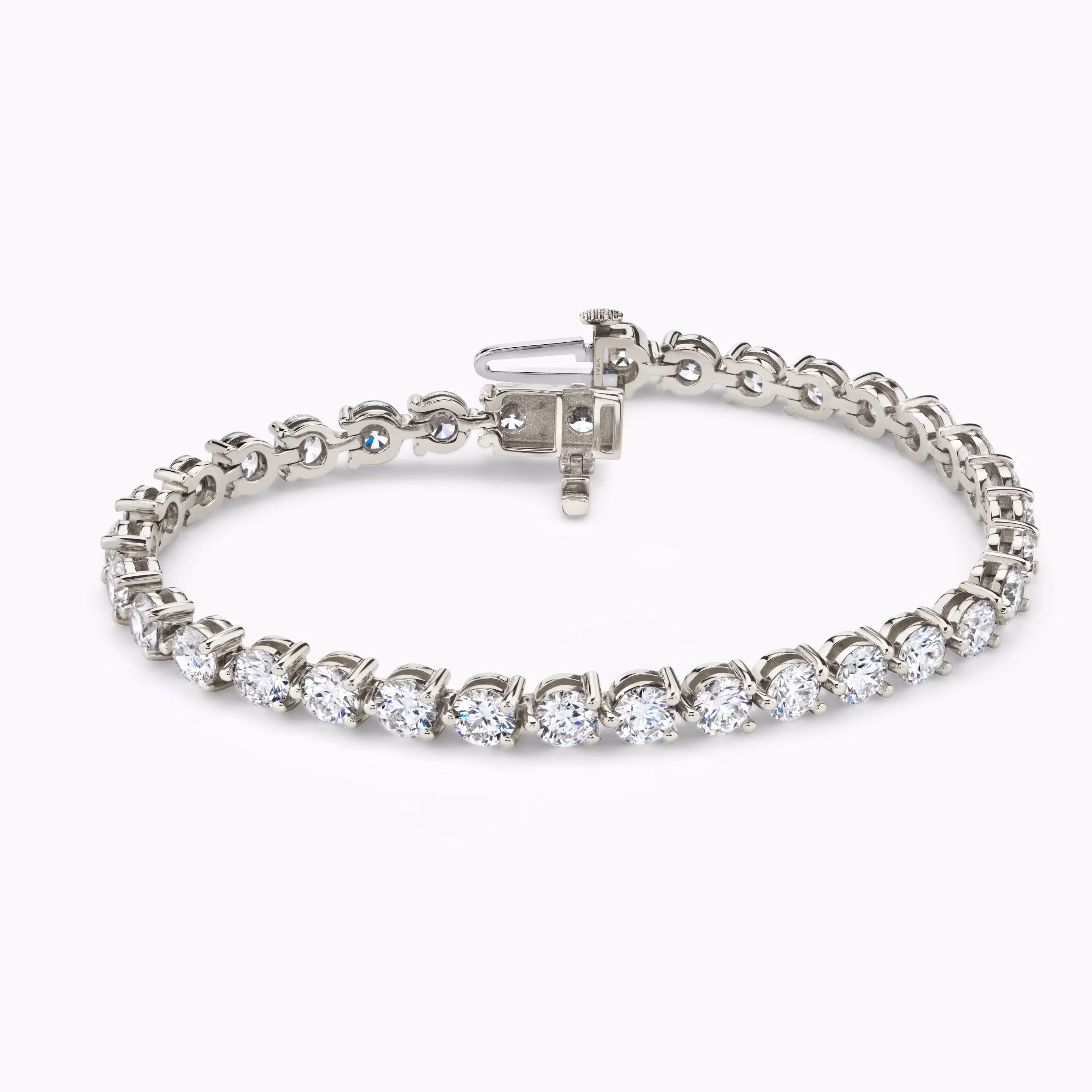 Round Tennis Bracelet in 14k Solid White Gold