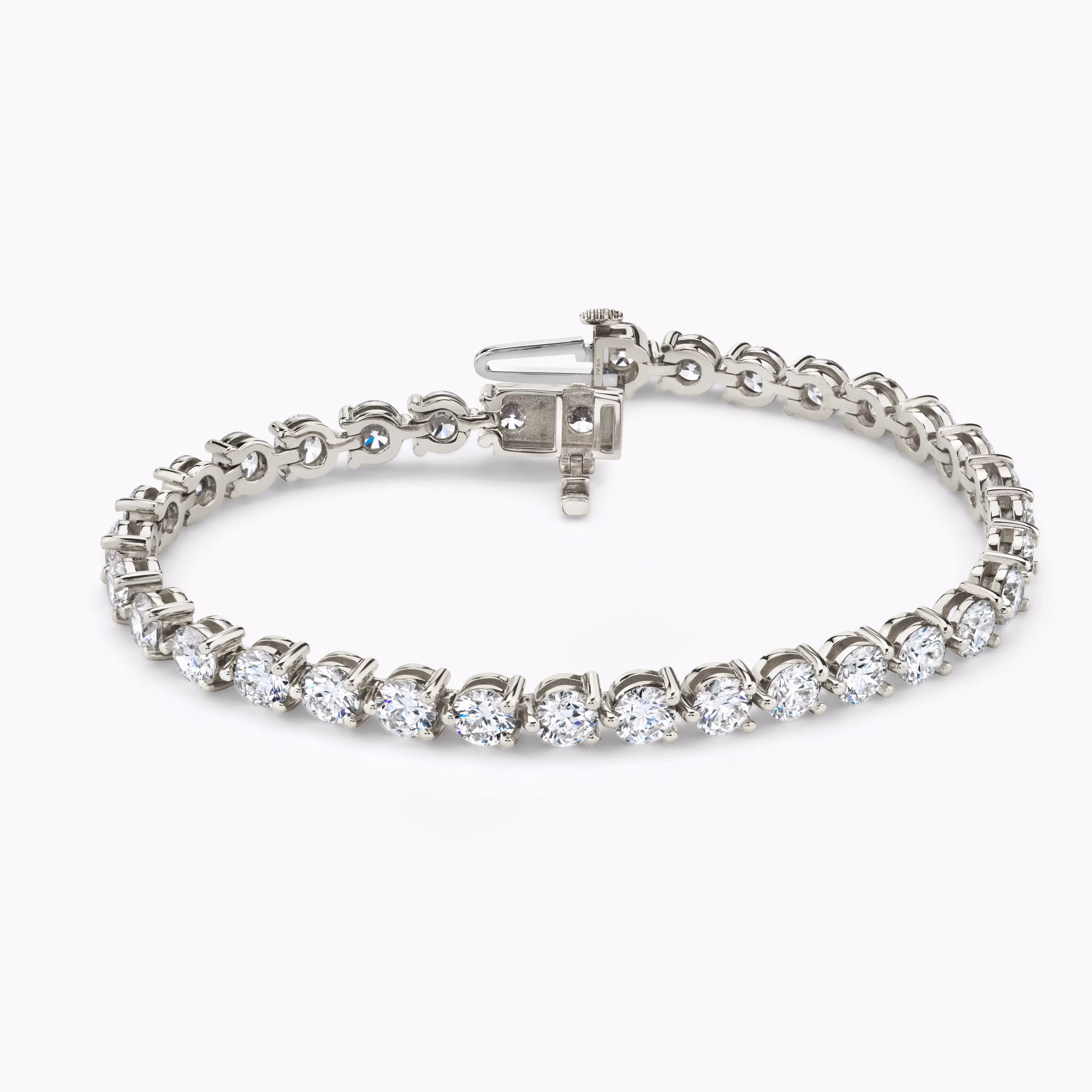 Round Tennis Bracelet in 14k Solid White Gold