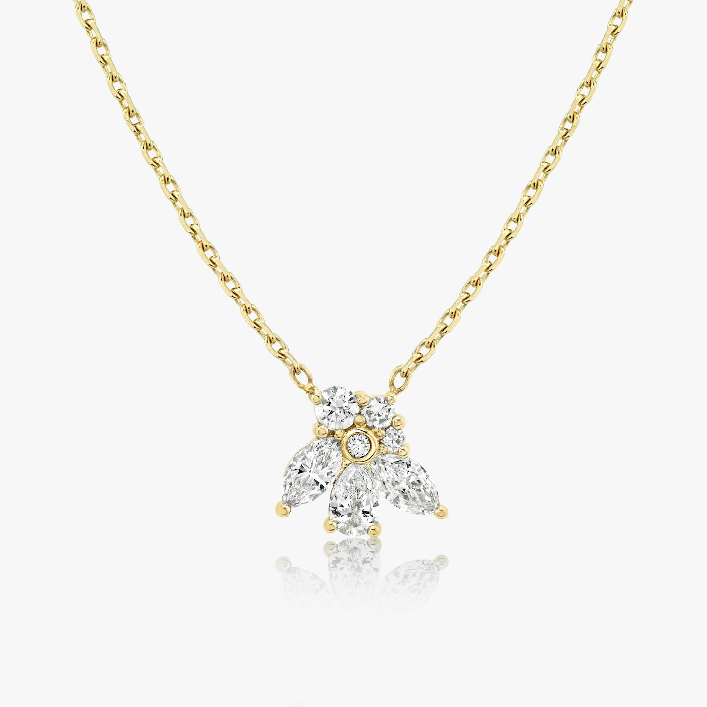 Perennial Necklace | round-brilliant+pear+marquise | 14k | Yellow Gold | chainLength: 16-18