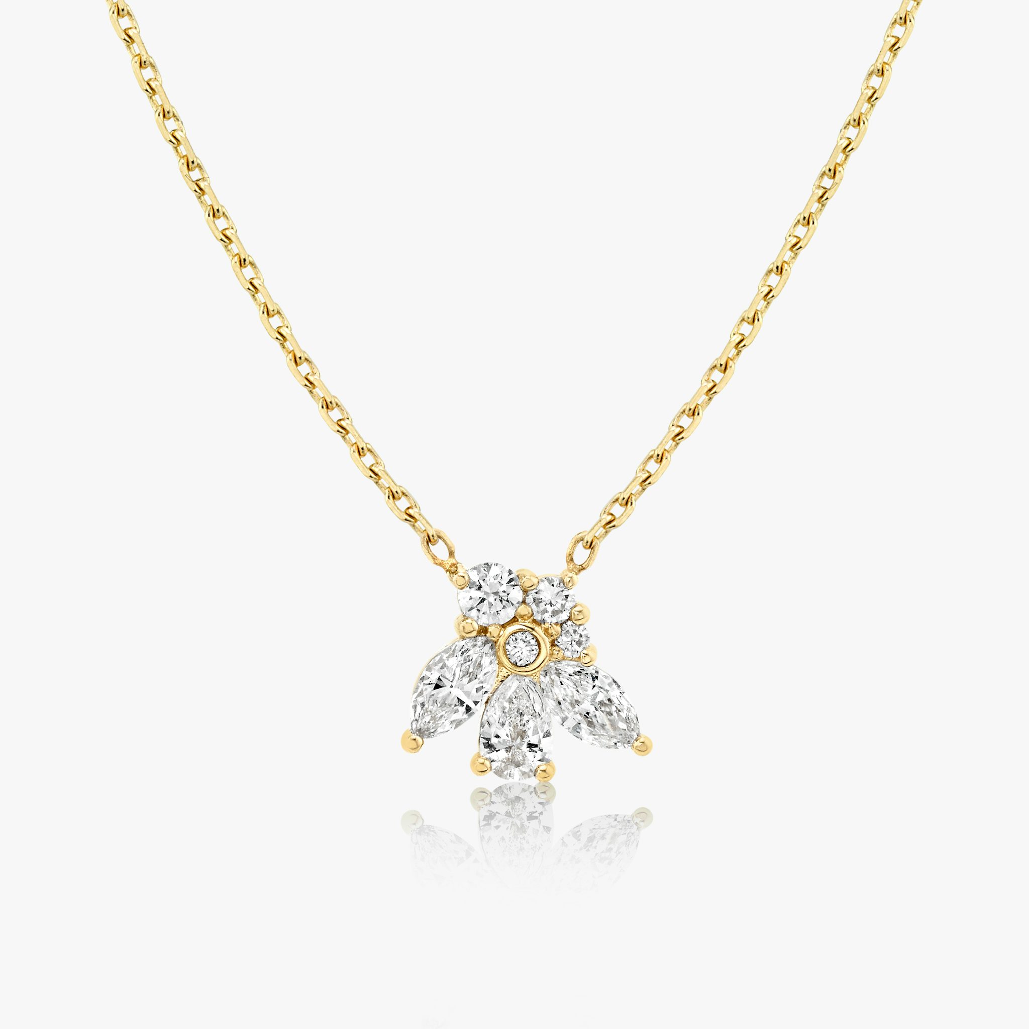 Perennial Necklace | round-brilliant+pear+marquise | 14k | Yellow Gold | chainLength: 16-18