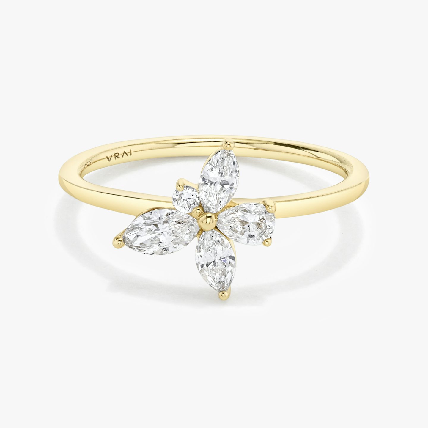 Perennial Ring | round-brilliant+pear+marquise | 14k | Yellow Gold
