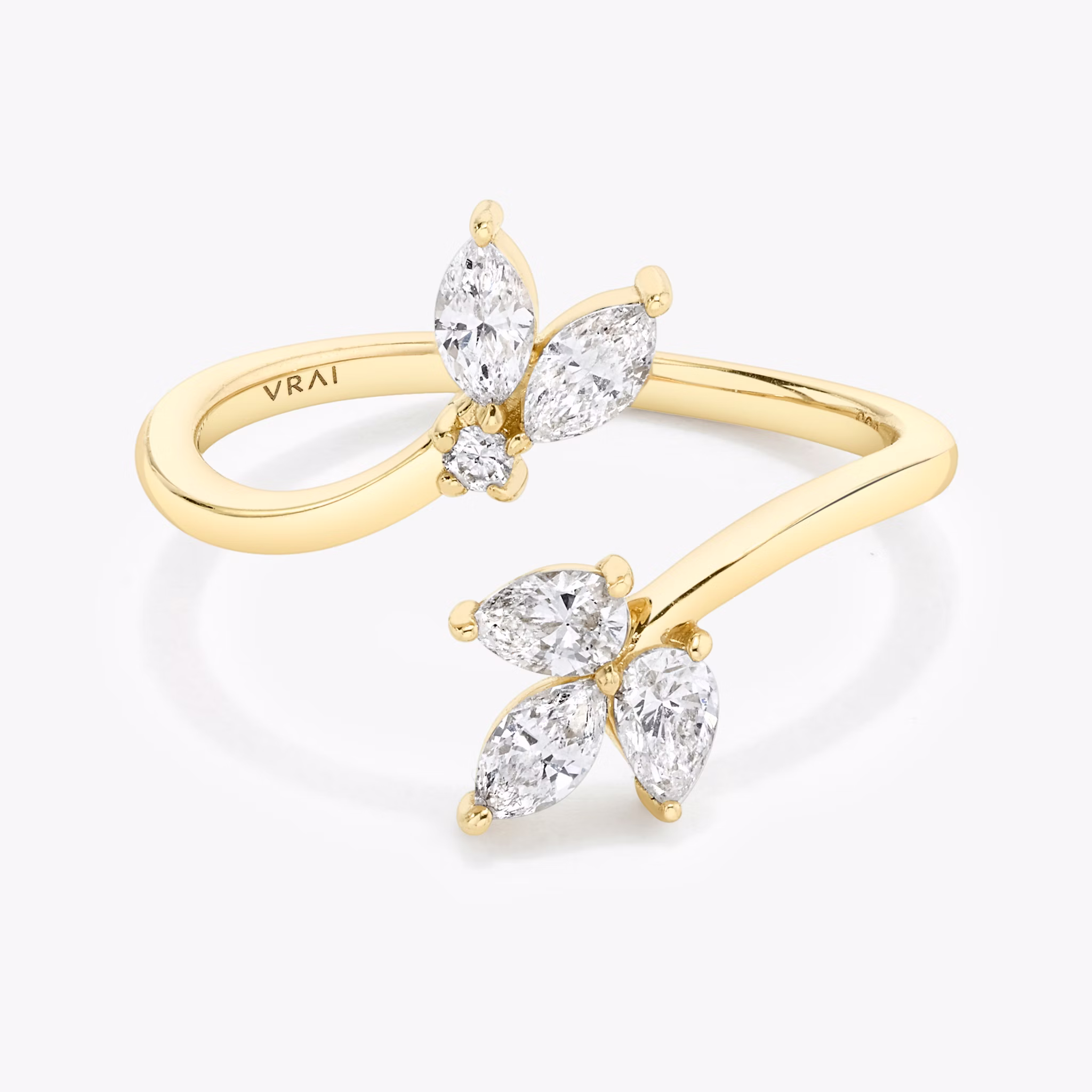 Trellis Ring | round-brilliant+pear+marquise | 14k | Yellow Gold
