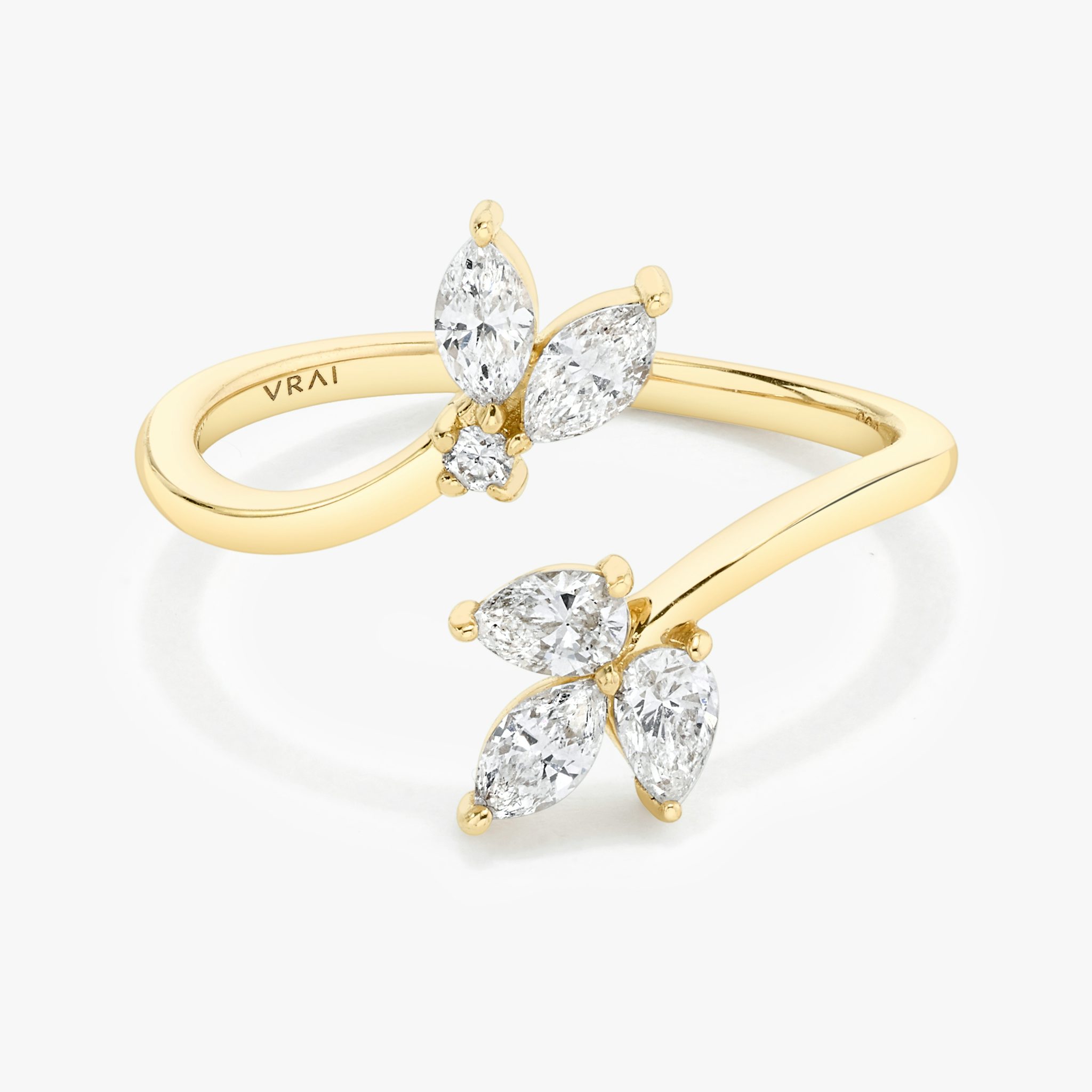 Trellis Ring | round-brilliant+pear+marquise | 14k | Yellow Gold
