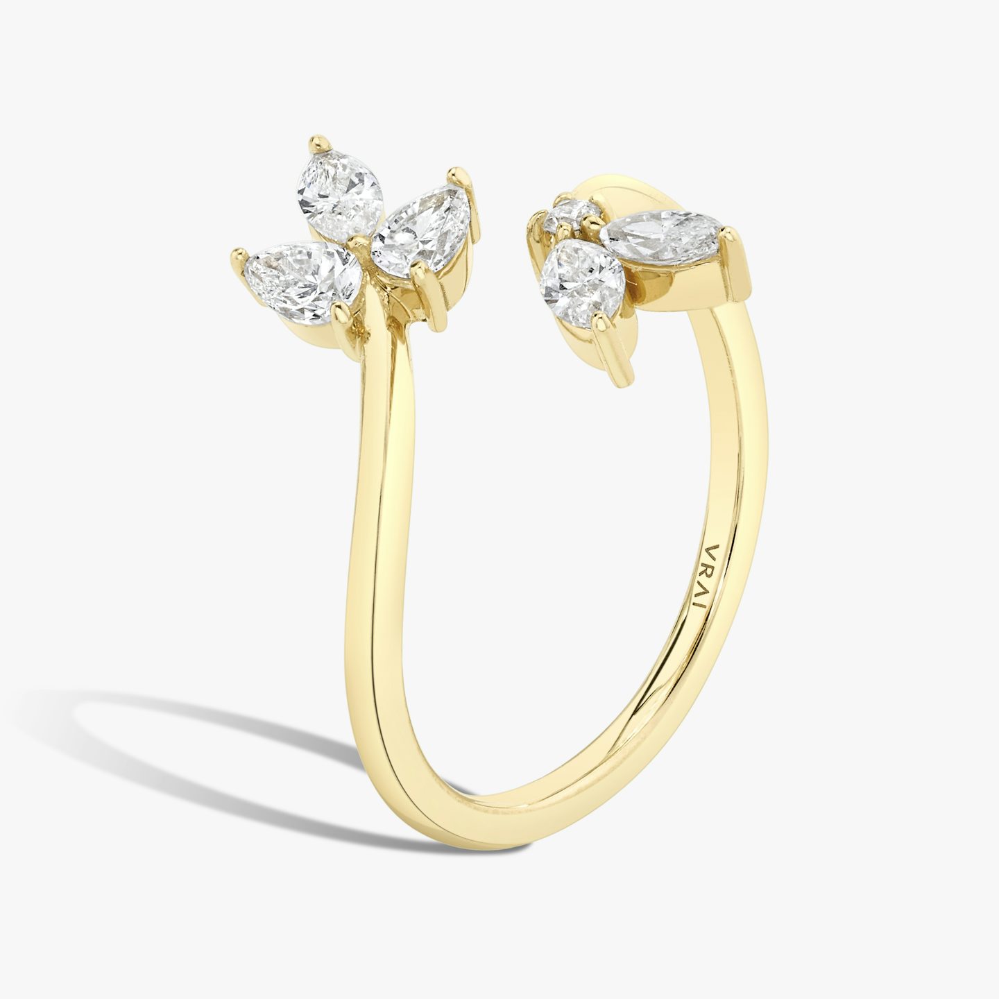 Trellis Ring | round-brilliant+pear+marquise | 14k | Yellow Gold