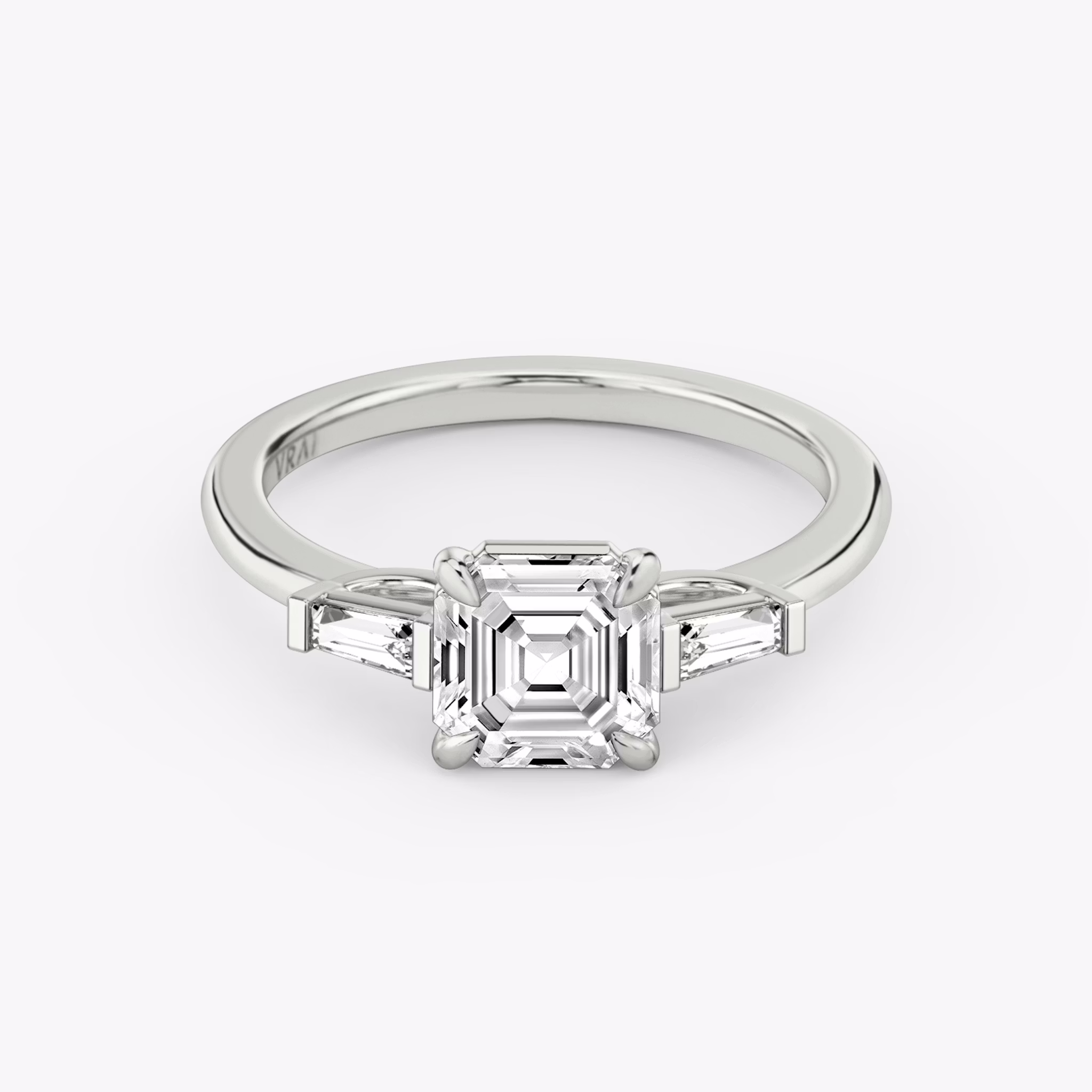 Three Stone Asscher and Baguette Diamond Ring
