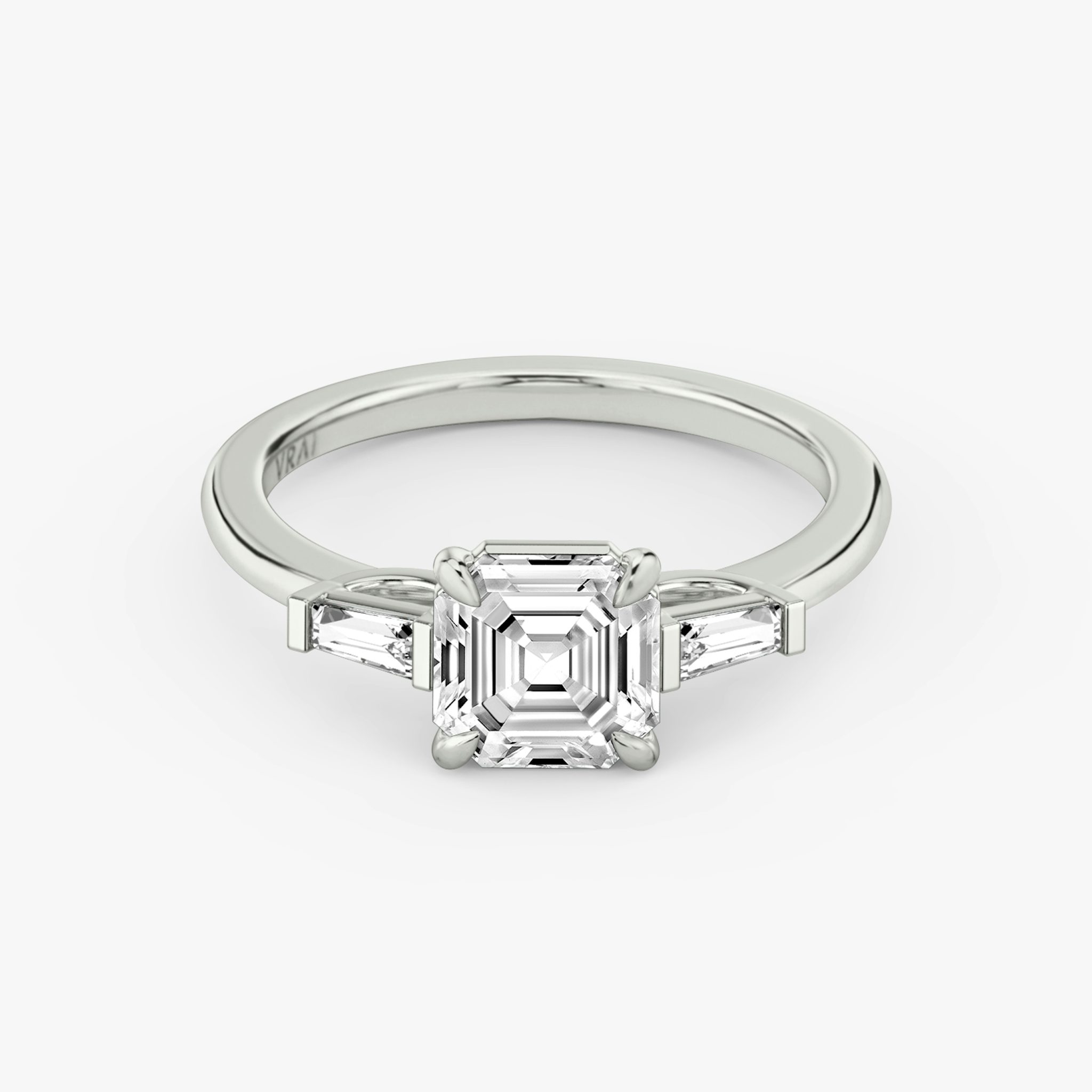 Three Stone Asscher and Baguette Diamond Ring
