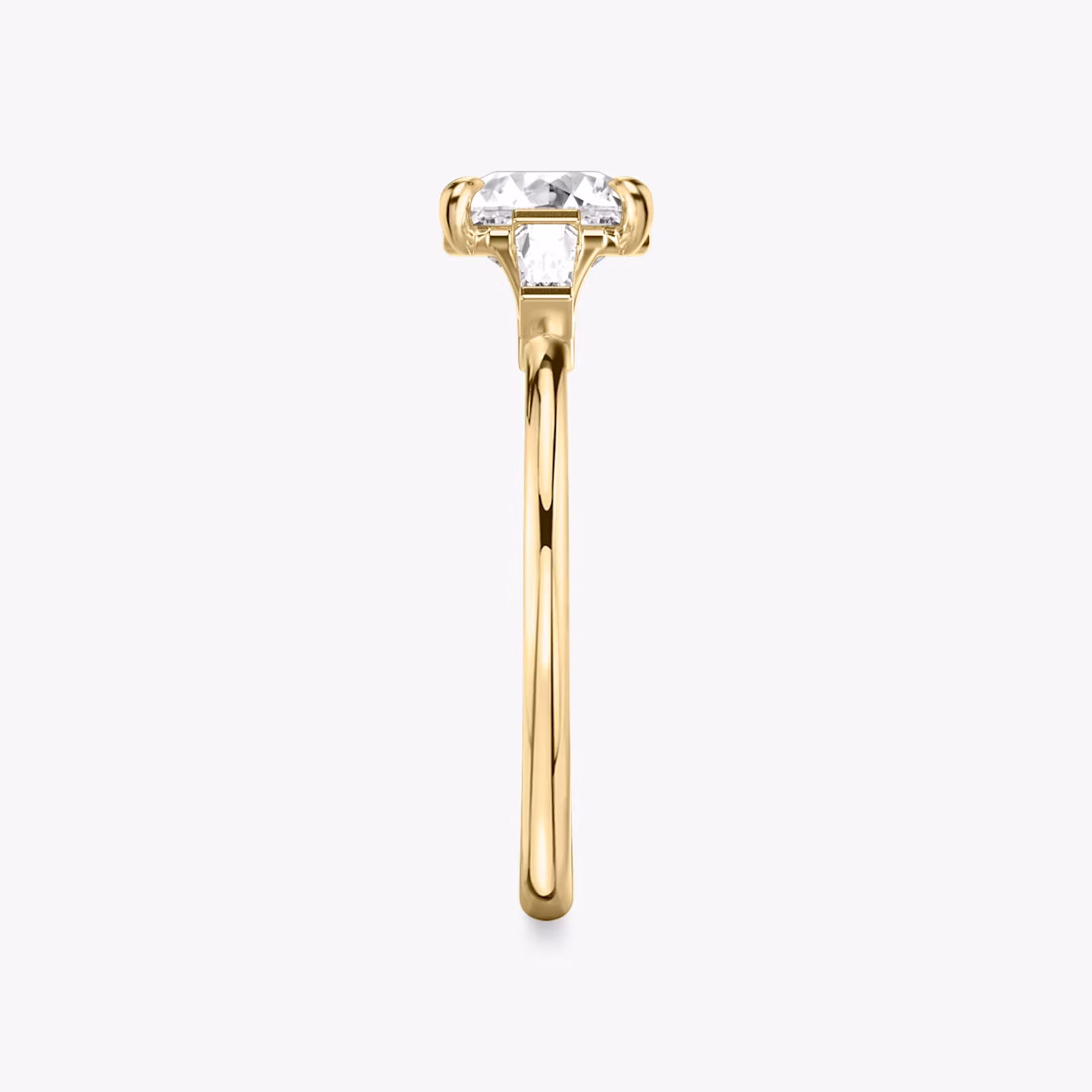 The Three Stone | Asscher | 18k | Yellow Gold | bandAccent: Plain | sideStoneCarat: 0.10ct | sideStoneShape: Tapered Baguette | diamondOrientation: vertical | caratWeight: other