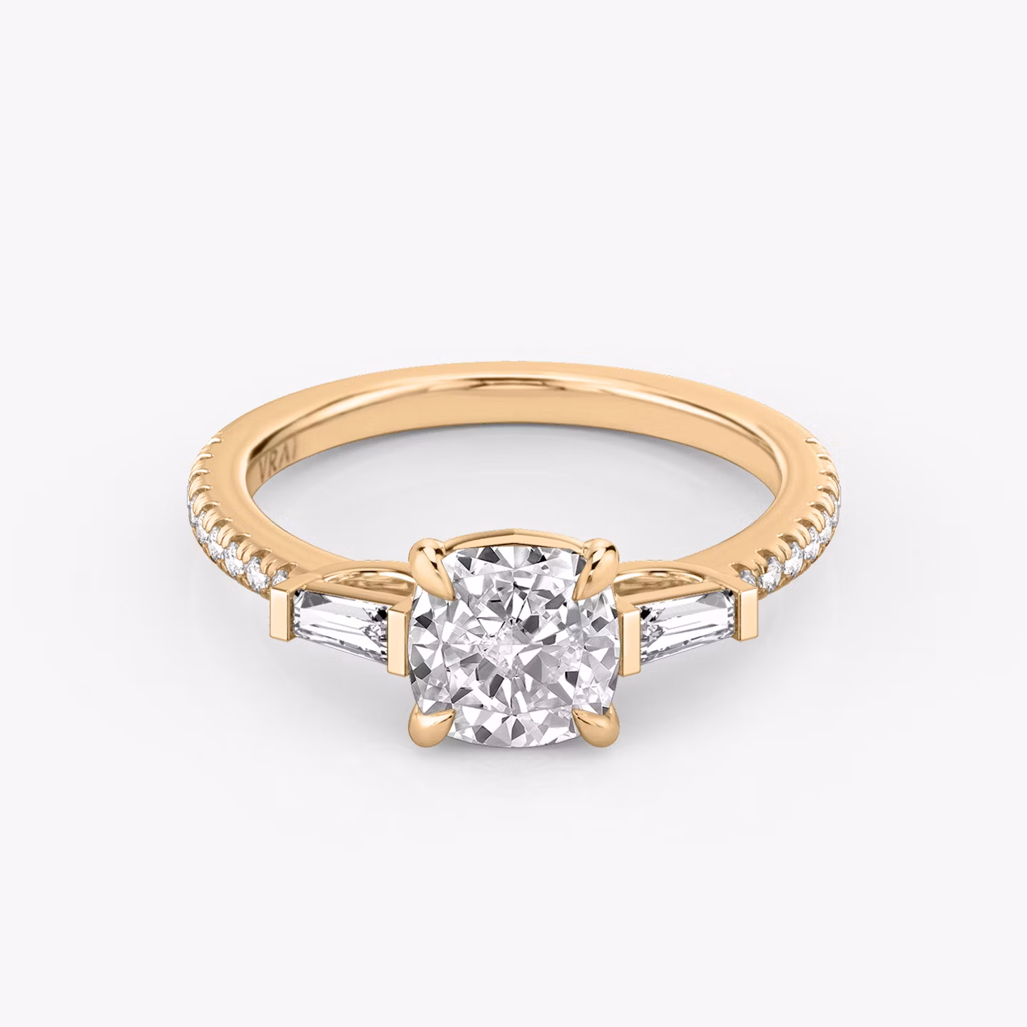 The Three Stone Cushion | Rose Gold