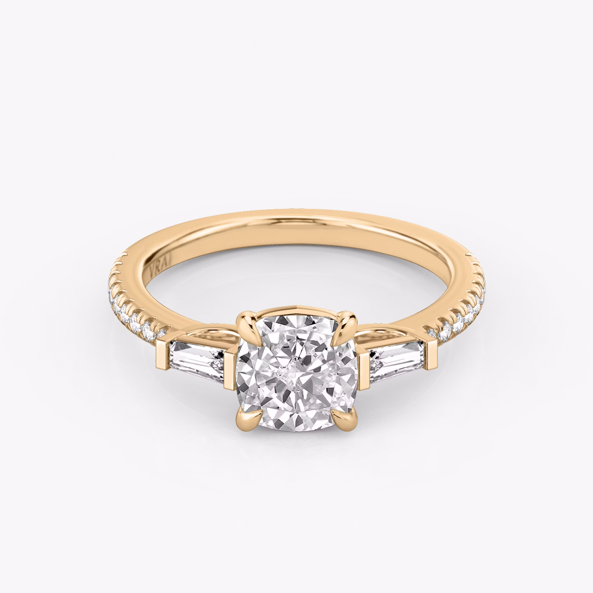 The Three Stone Cushion | Rose Gold