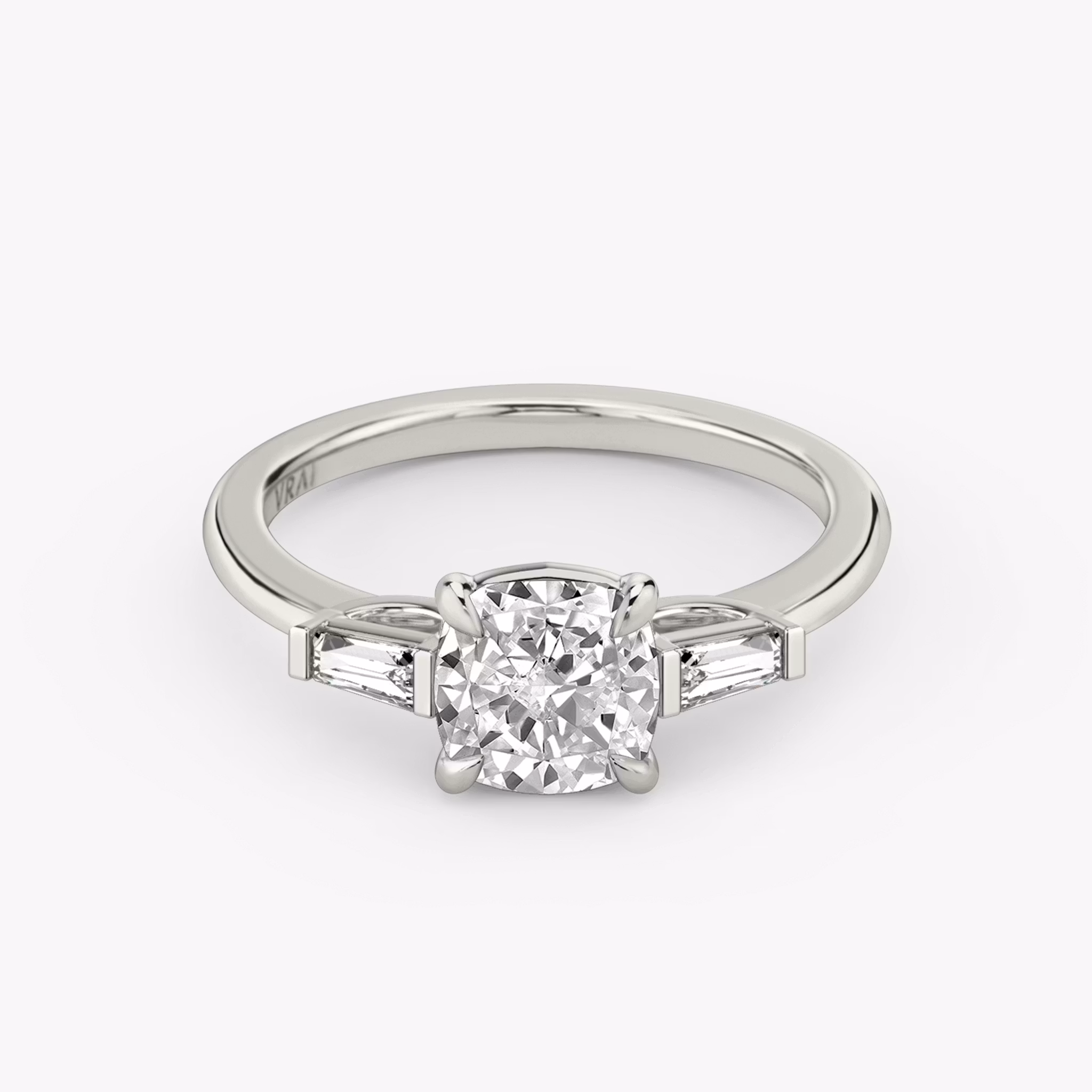 Three Stone Cushion | Platinum