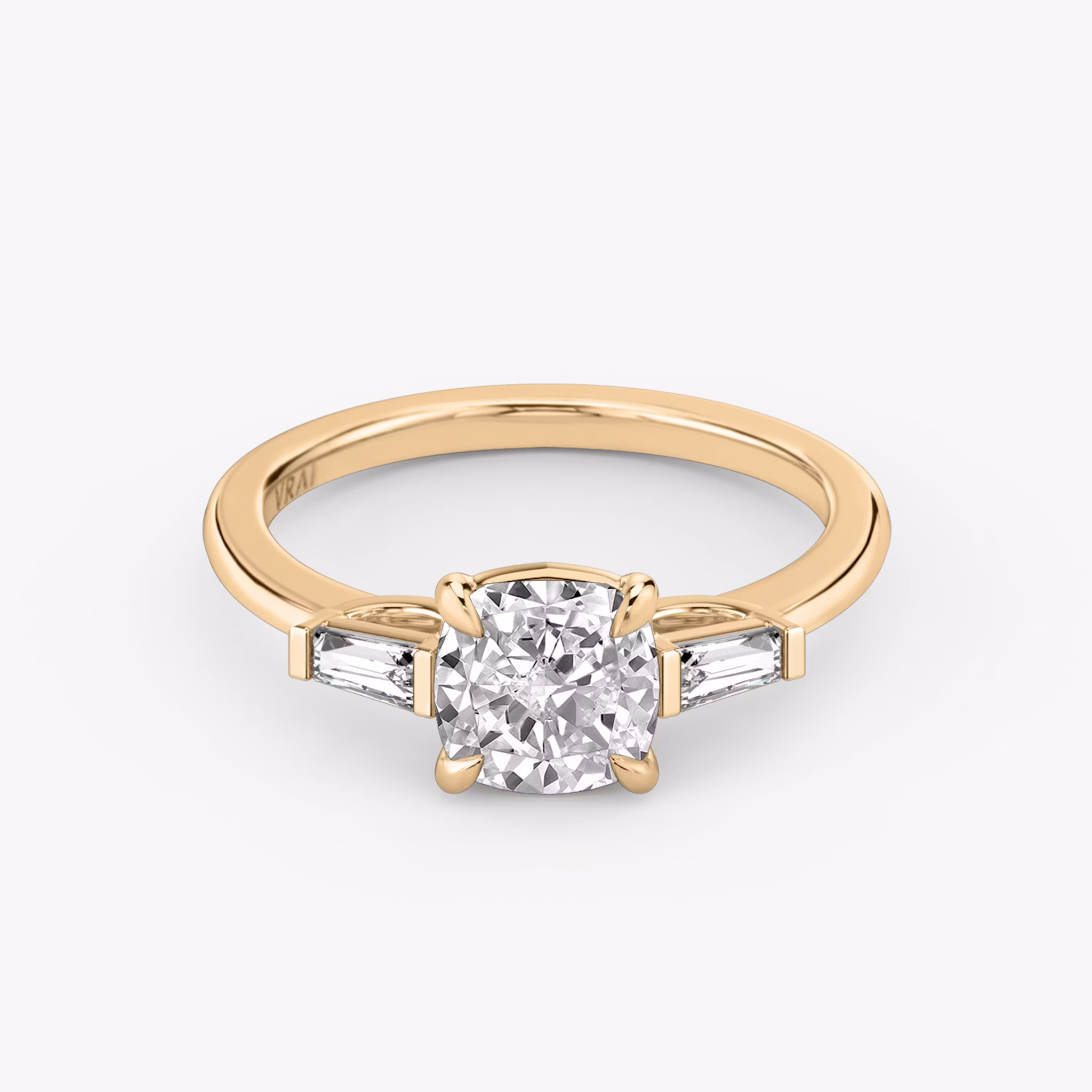 The Three Stone Cushion | Rose Gold