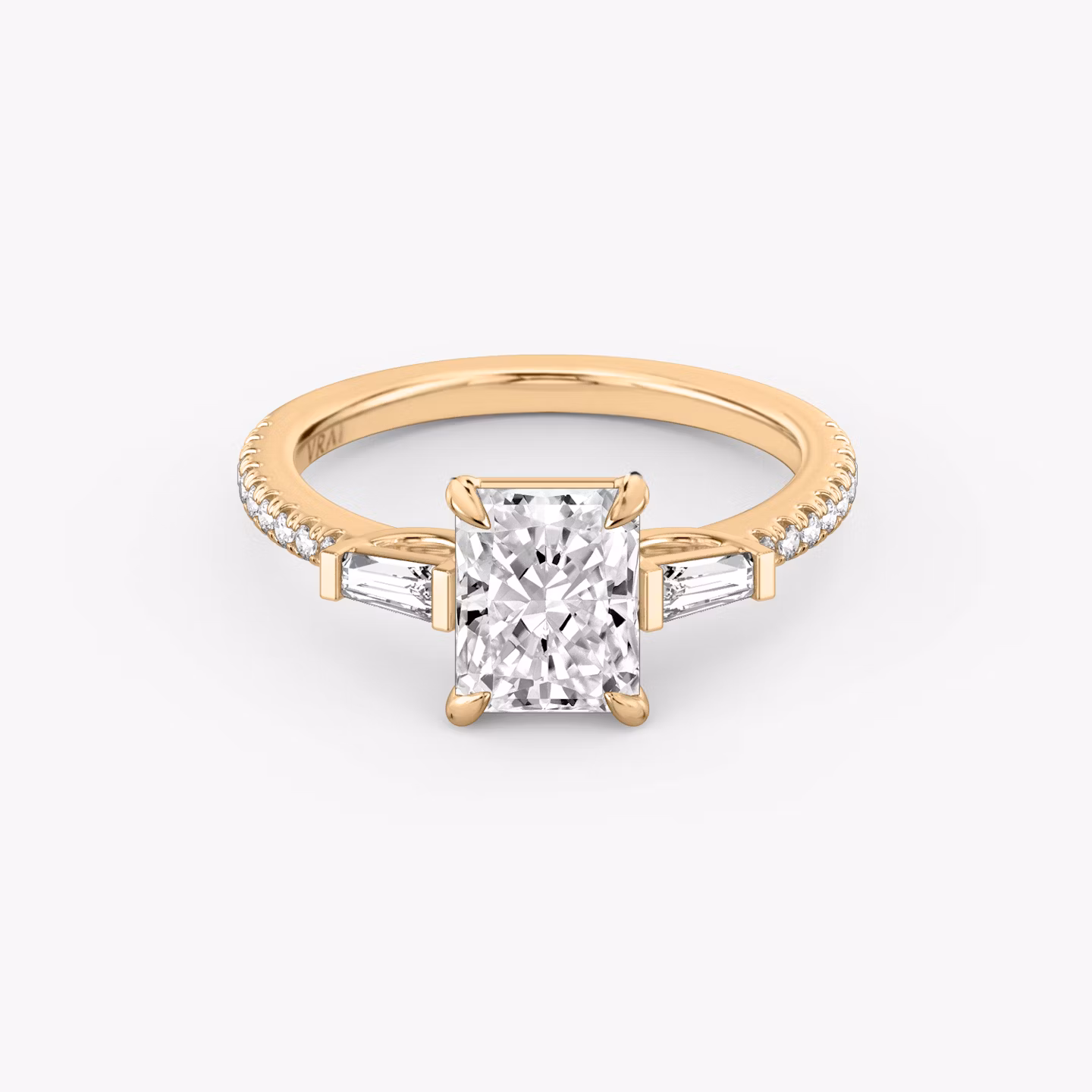 The Three Stone Radiant | Rose Gold