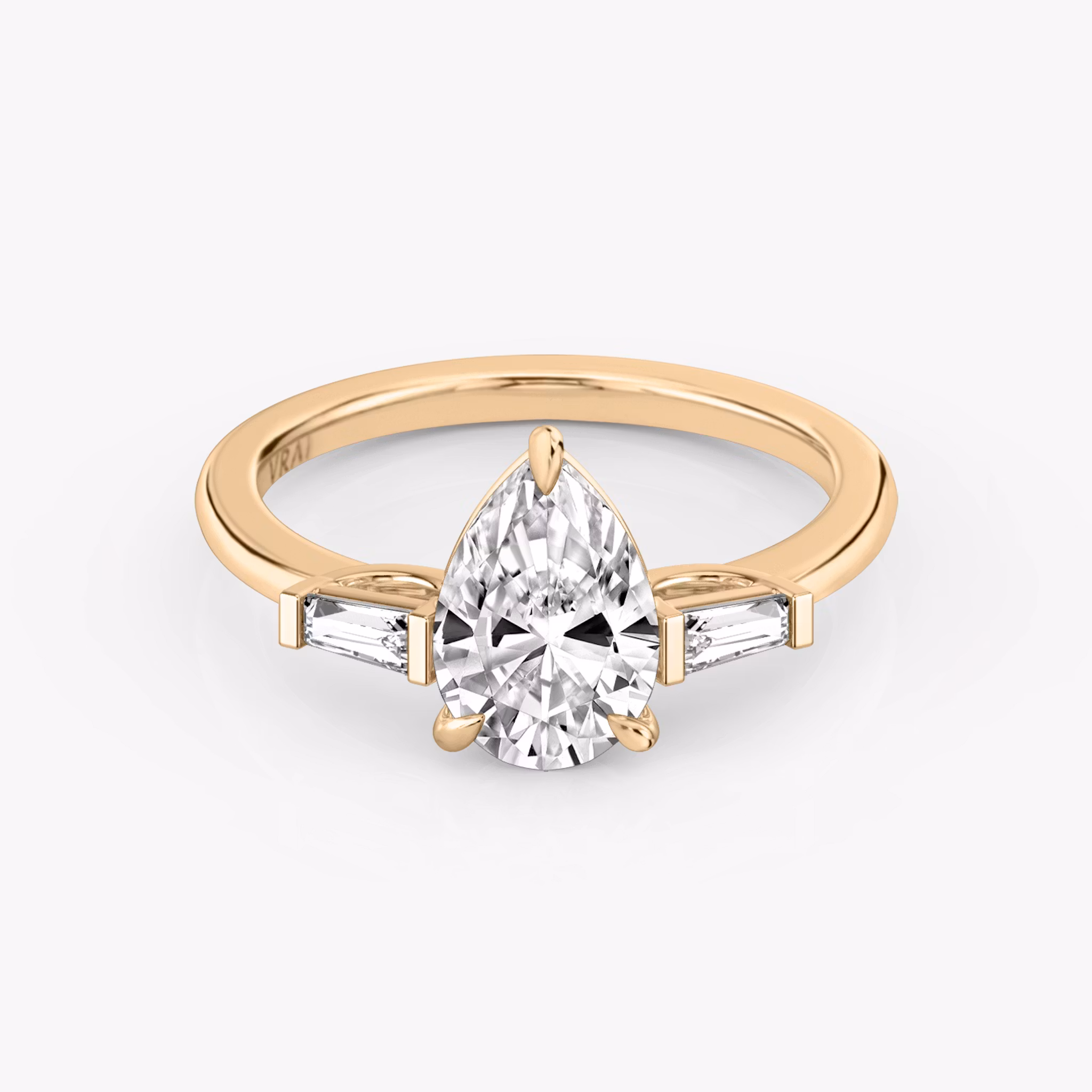 Three Stone Pear | Rose Gold