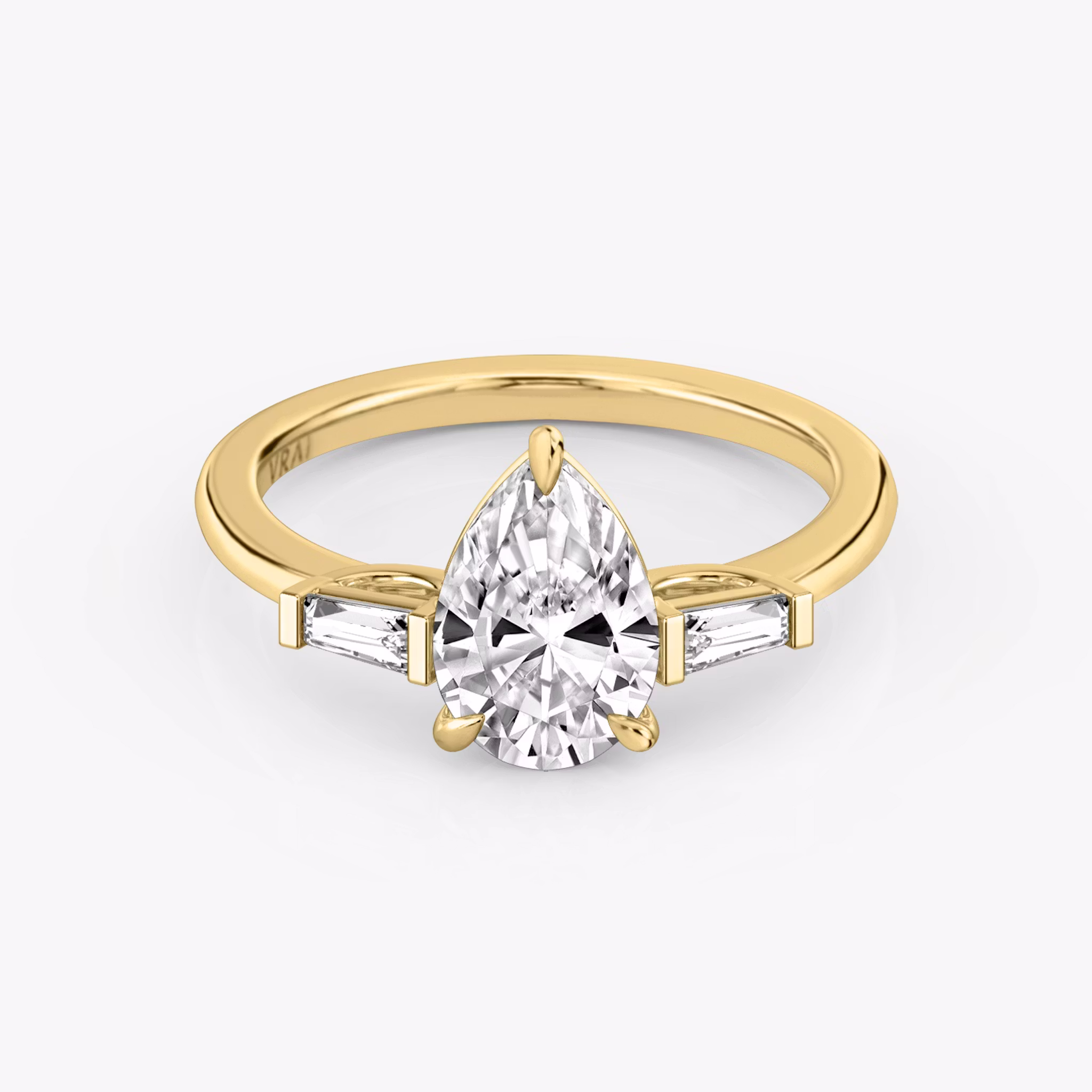 The Three Stone Pear | Yellow Gold