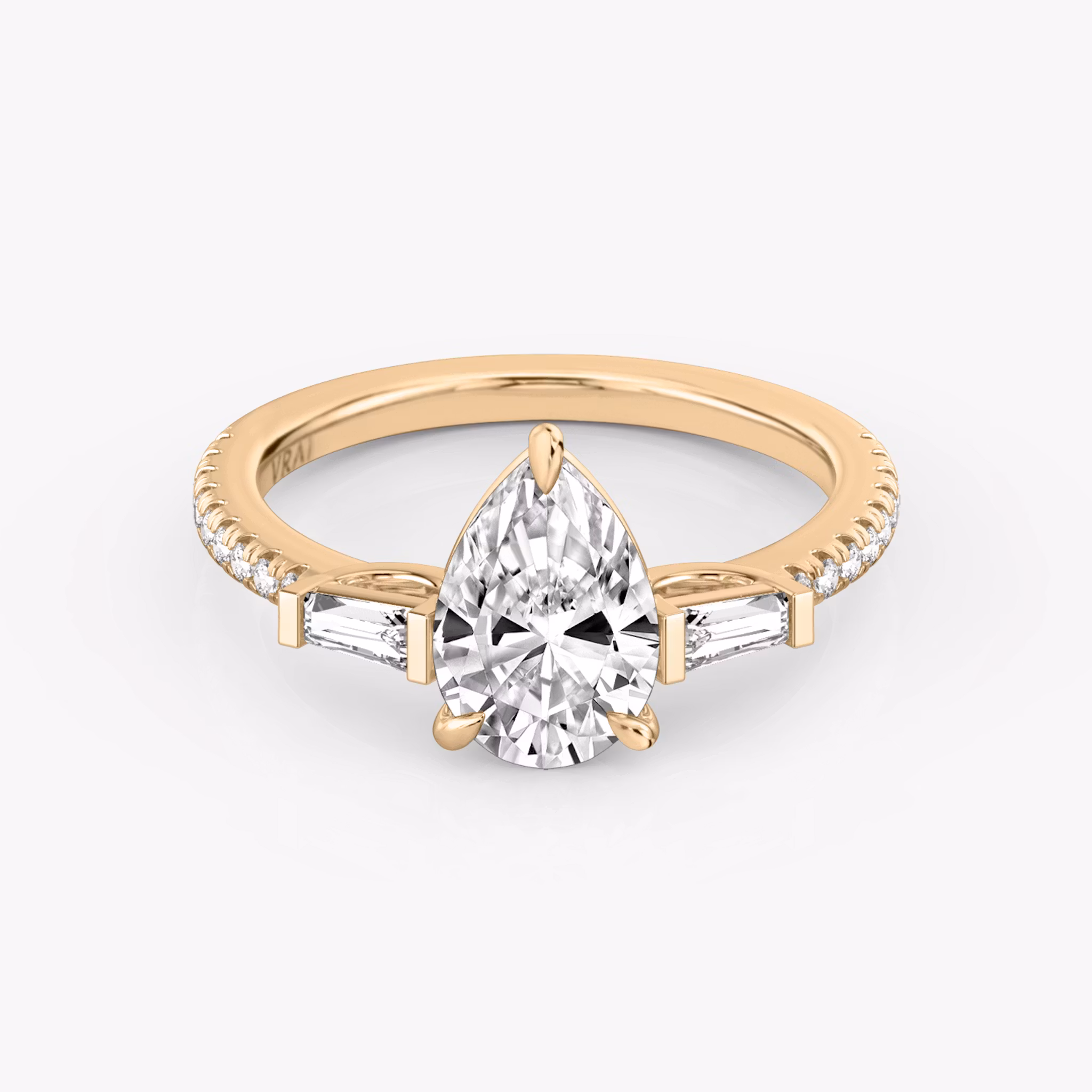 Three Stone Pear | Rose Gold