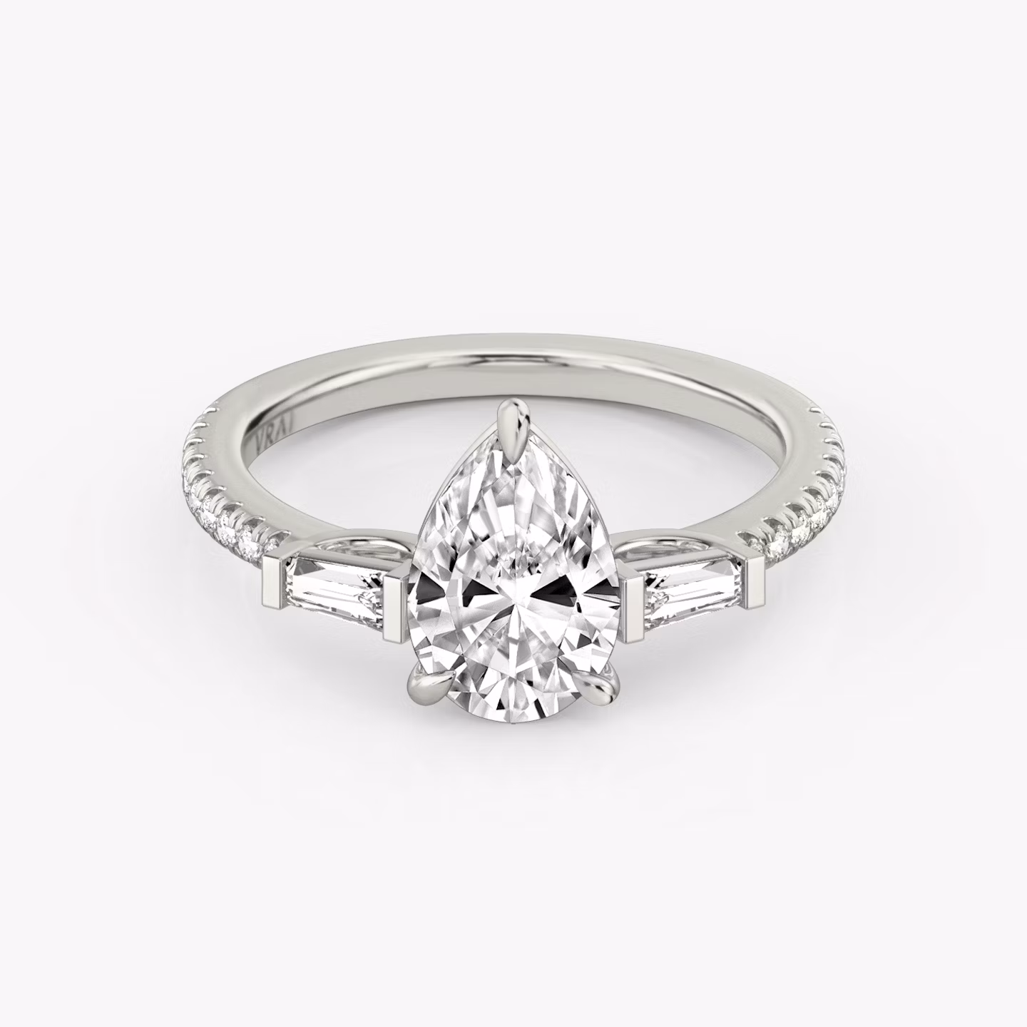 The Three Stone Pear | White Gold