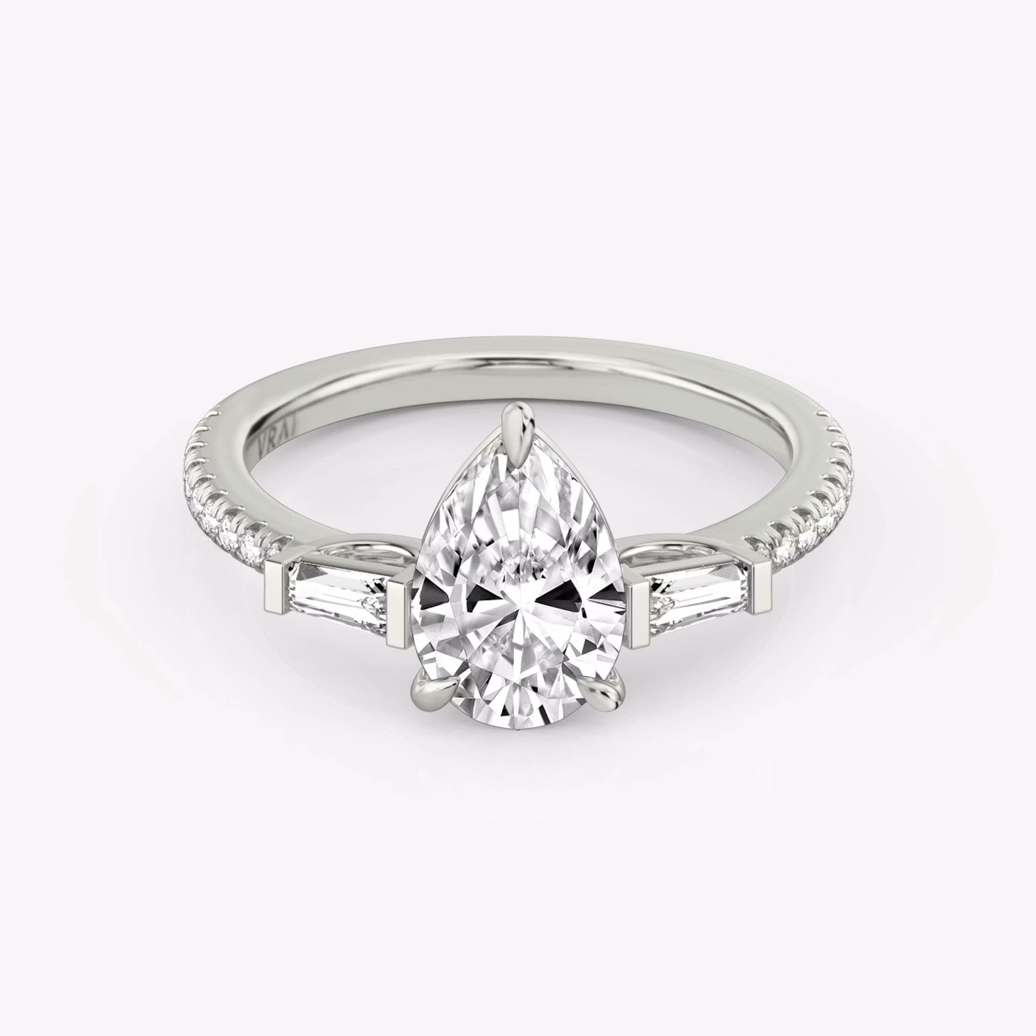 The Three Stone Pear | Platinum