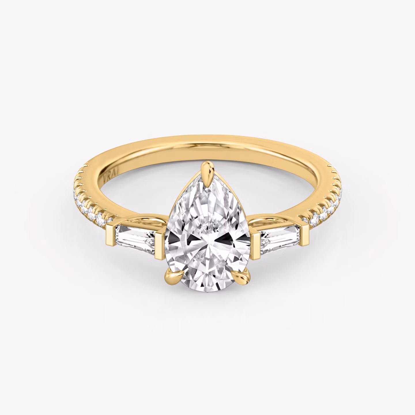 The Three Stone Pear | Yellow Gold