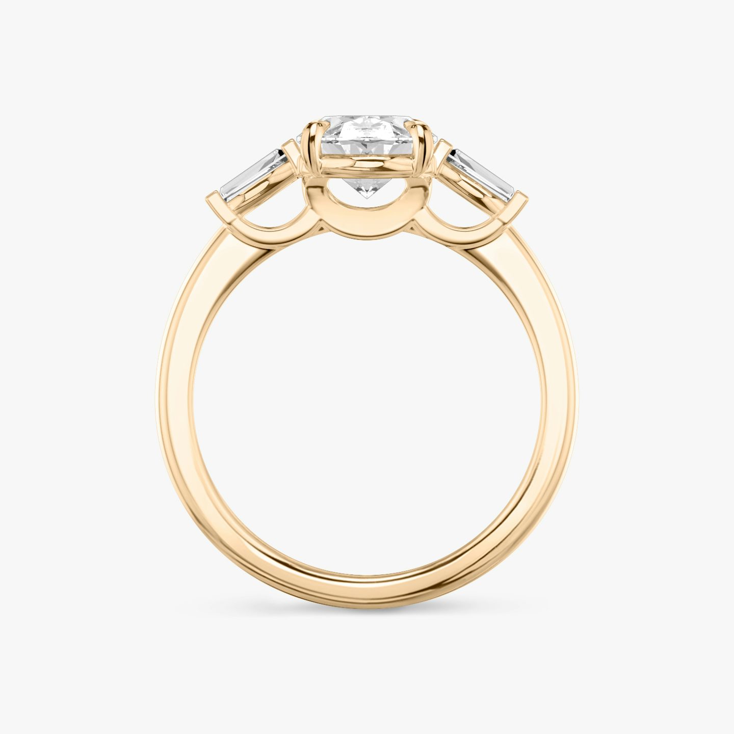 Three Stone | Oval | 14k | Roségold | bandAccent: Ohne Pavé-Besatz | sideStoneCarat: 0.10ct | sideStoneShape: Konisches Baguette | diamondOrientation: vertical | caratWeight: other