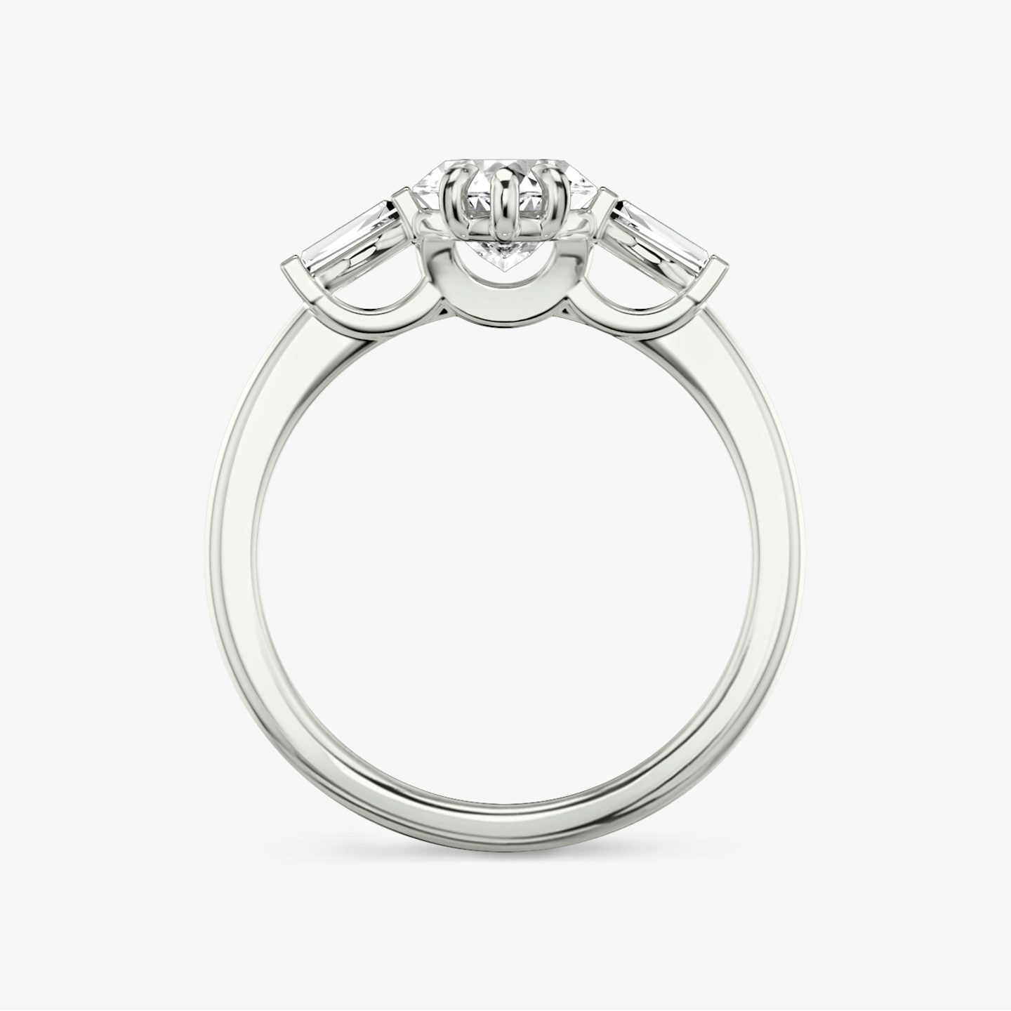 The Three Stone | Marquise | Platinum | bandAccent: Plain | sideStoneCarat: 0.10ct | sideStoneShape: Tapered Baguette | diamondOrientation: vertical | caratWeight: other