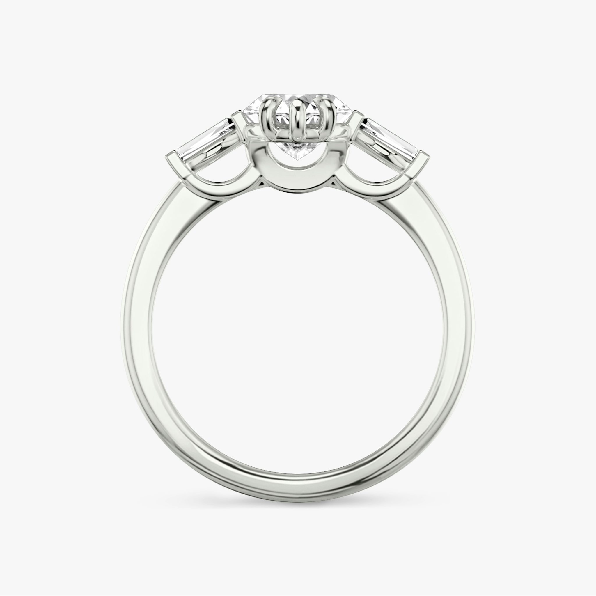 The Three Stone | Marquise | 18k | White Gold | bandAccent: Plain | sideStoneCarat: 0.10ct | sideStoneShape: Tapered Baguette | diamondOrientation: vertical | caratWeight: other