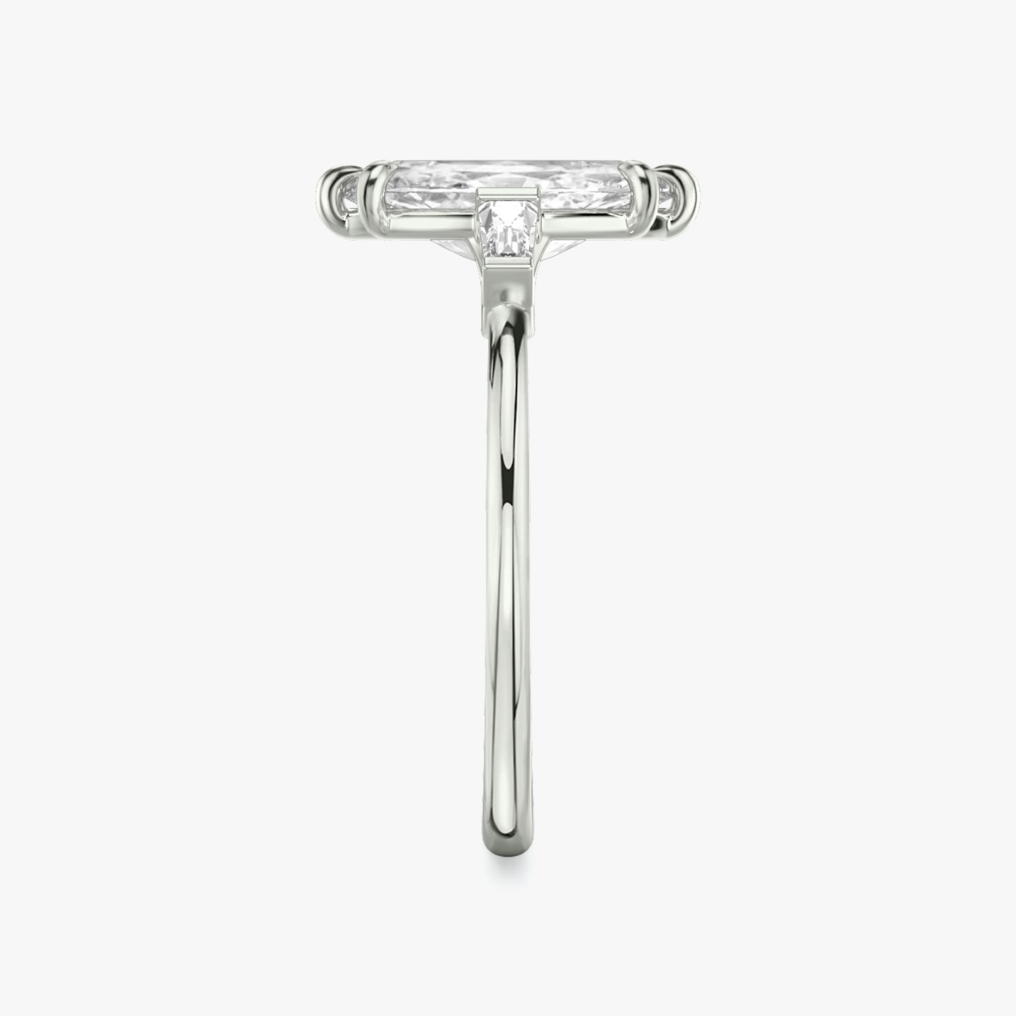 The Three Stone | Marquise | Platinum | bandAccent: Plain | sideStoneCarat: 0.10ct | sideStoneShape: Tapered Baguette | diamondOrientation: vertical | caratWeight: other