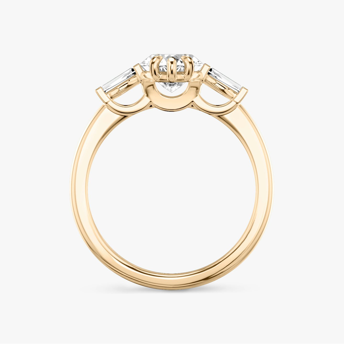 Three Stone | Marquise | 14k | Roségold | bandAccent: Ohne Pavé-Besatz | sideStoneCarat: 0.10ct | sideStoneShape: Konisches Baguette | diamondOrientation: vertical | caratWeight: other