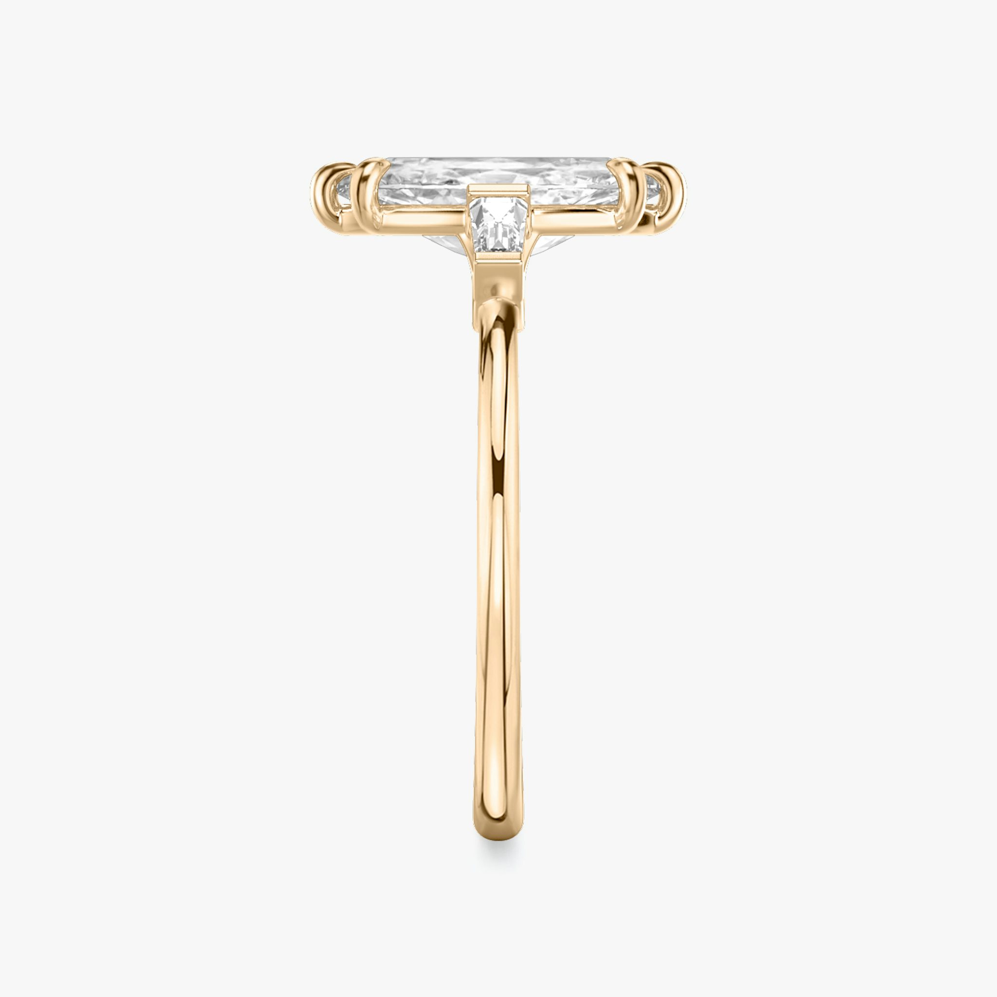 The Three Stone | Marquise | 14k | Rose Gold | bandAccent: Plain | sideStoneCarat: 0.10ct | sideStoneShape: Tapered Baguette | diamondOrientation: vertical | caratWeight: other