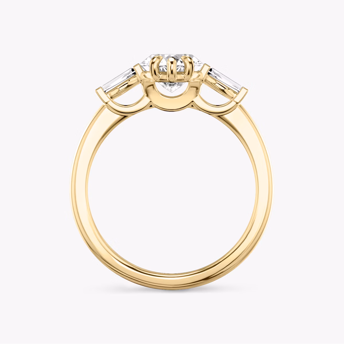 The Three Stone | Marquise | 18k | Yellow Gold | bandAccent: Plain | sideStoneCarat: 0.10ct | sideStoneShape: Tapered Baguette | diamondOrientation: vertical | caratWeight: other