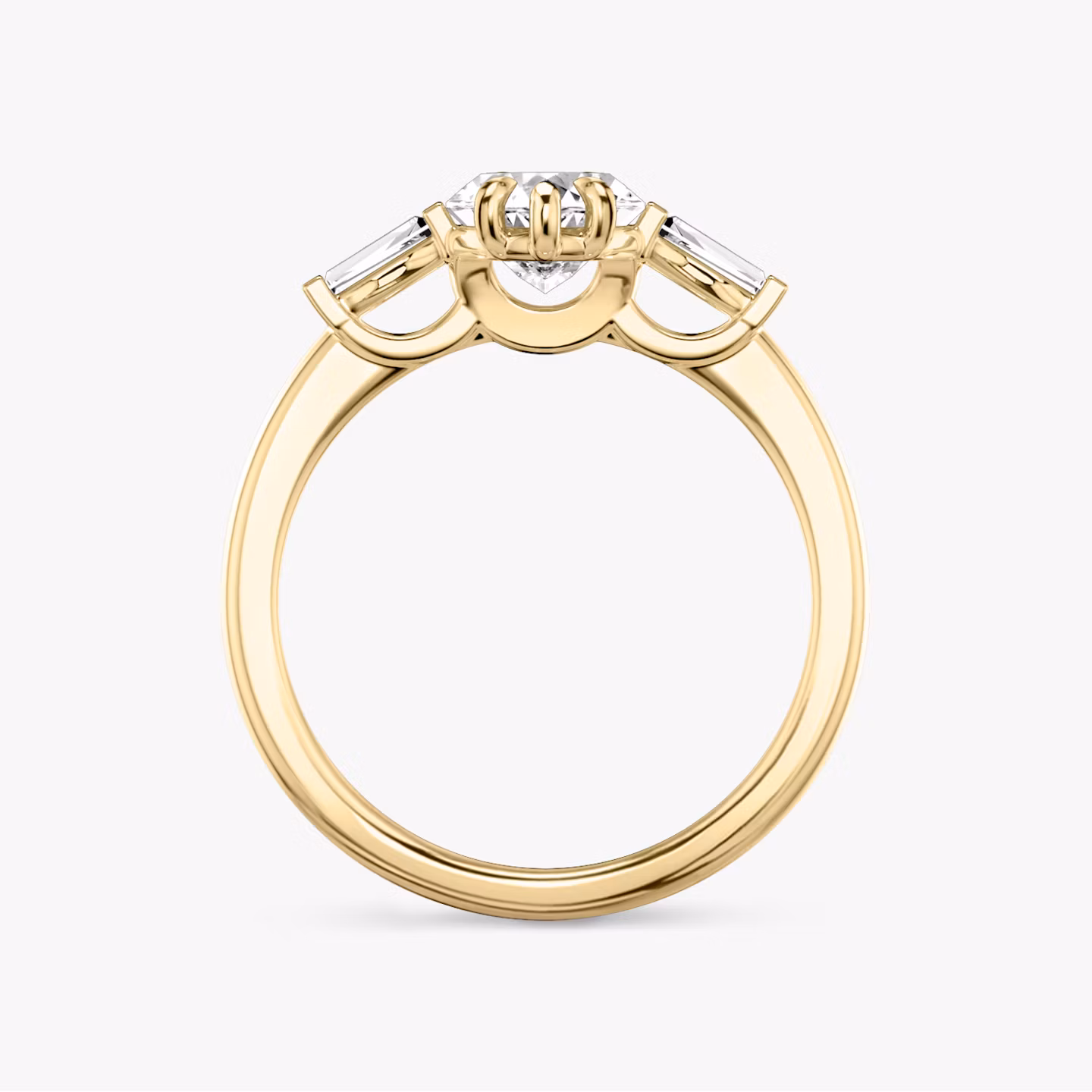 The Three Stone | Marquise | 18k | Yellow Gold | bandAccent: Plain | sideStoneCarat: 0.10ct | sideStoneShape: Tapered Baguette | diamondOrientation: vertical | caratWeight: other