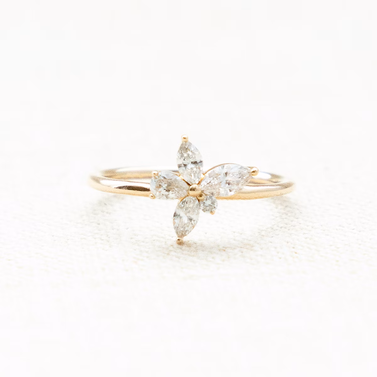 Perennial Ring | round-brilliant+pear+marquise | 14k | Yellow Gold