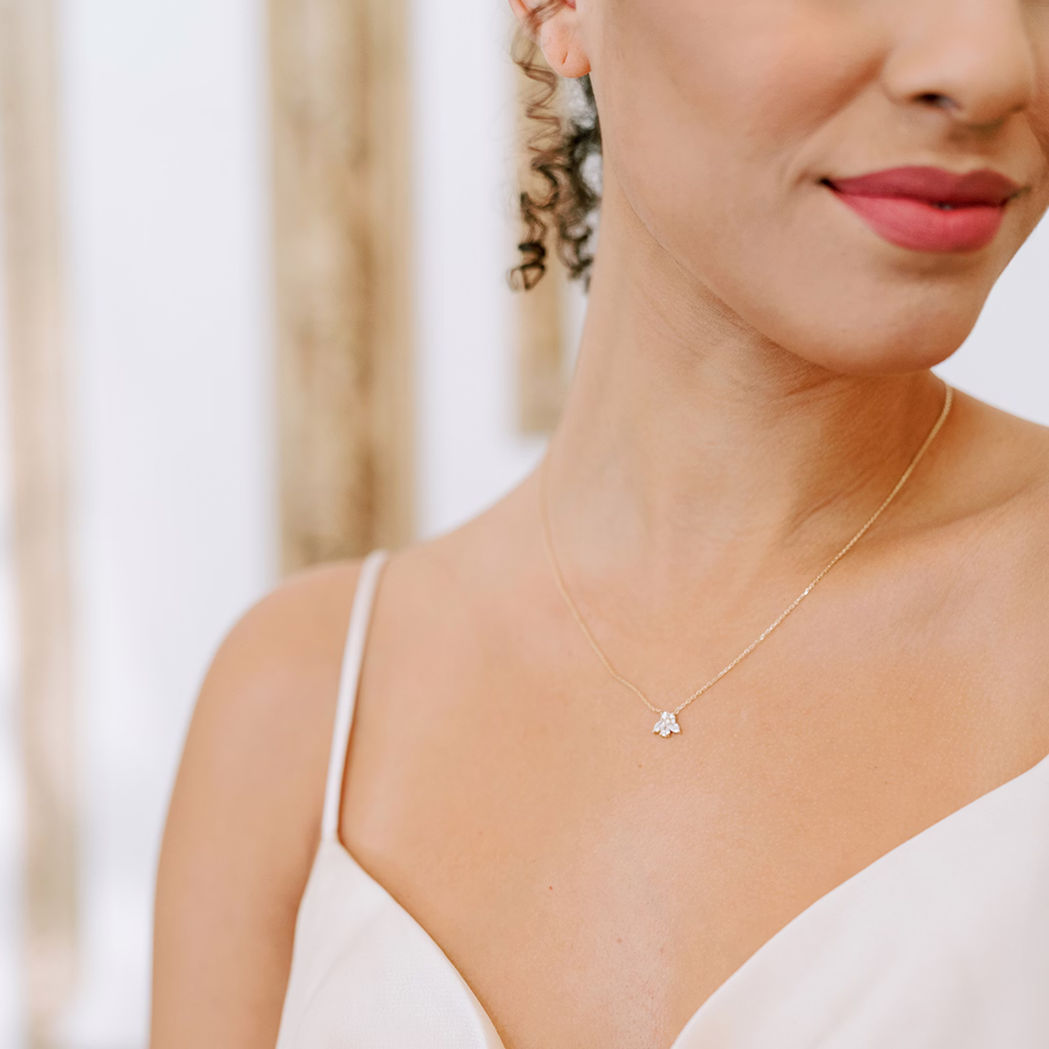 Perennial Necklace | round-brilliant+pear+marquise | 14k | Yellow Gold | chainLength: 16-18