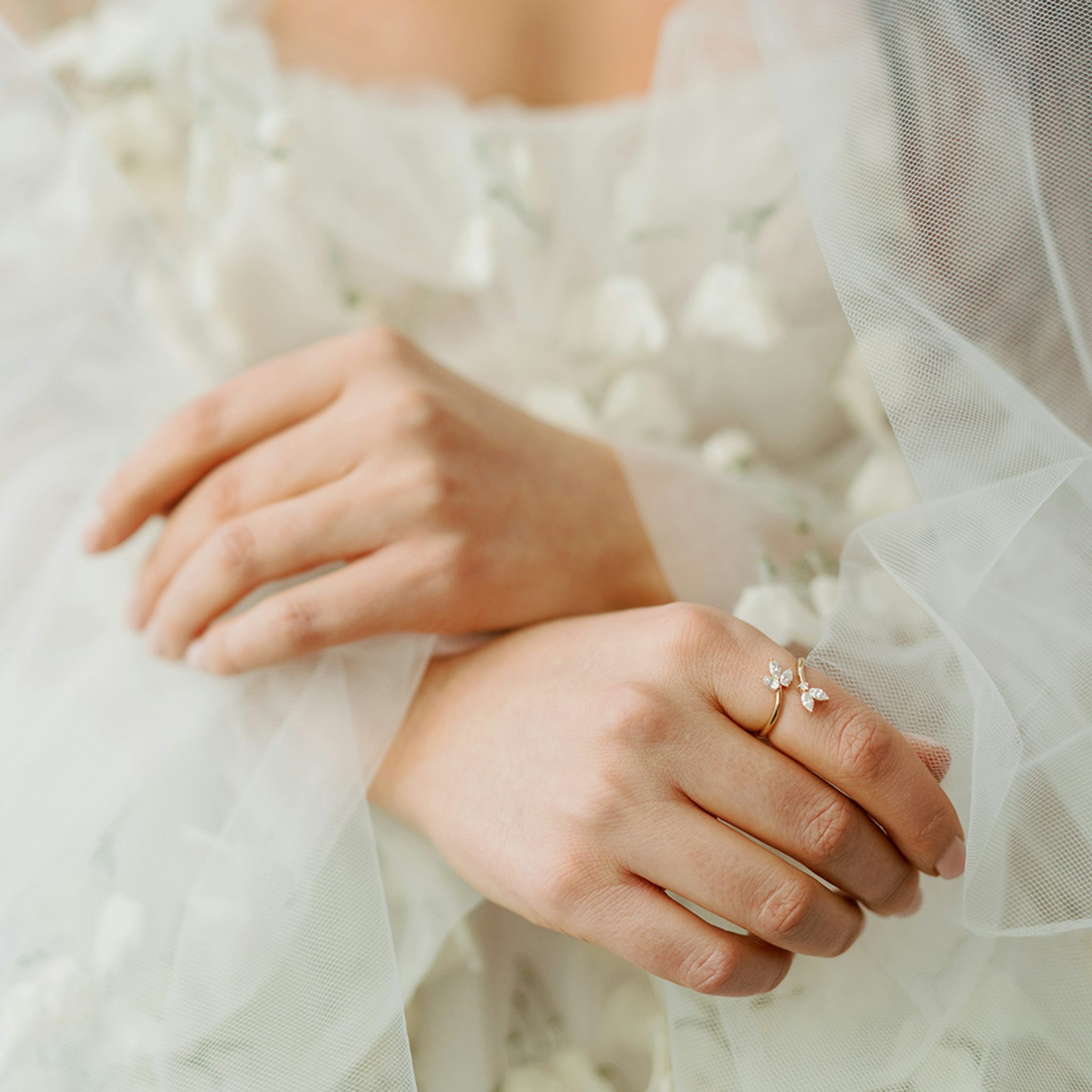 Trellis Ring | round-brilliant+pear+marquise | 14k | Yellow Gold