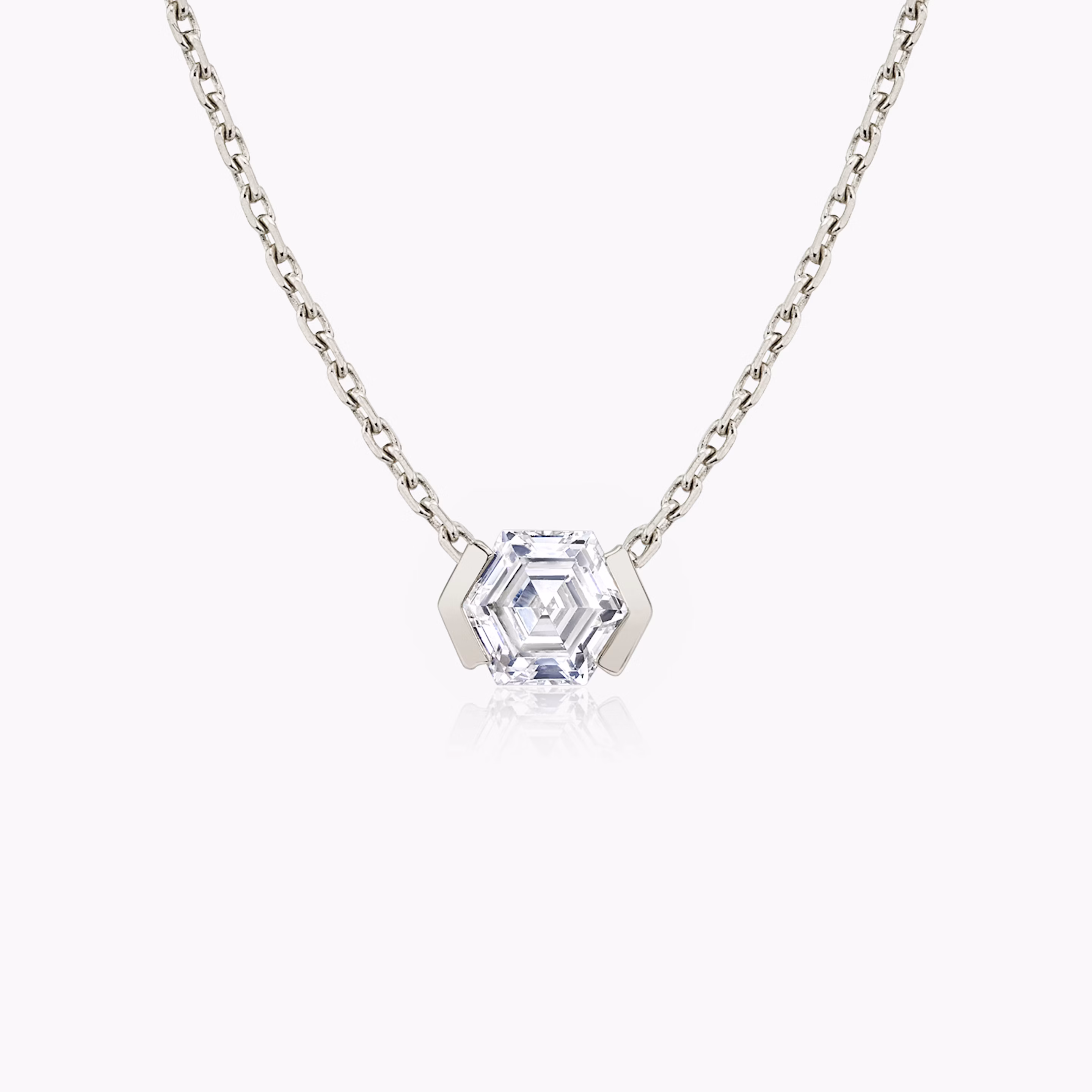 Semi-Bezel Hexagon Necklace