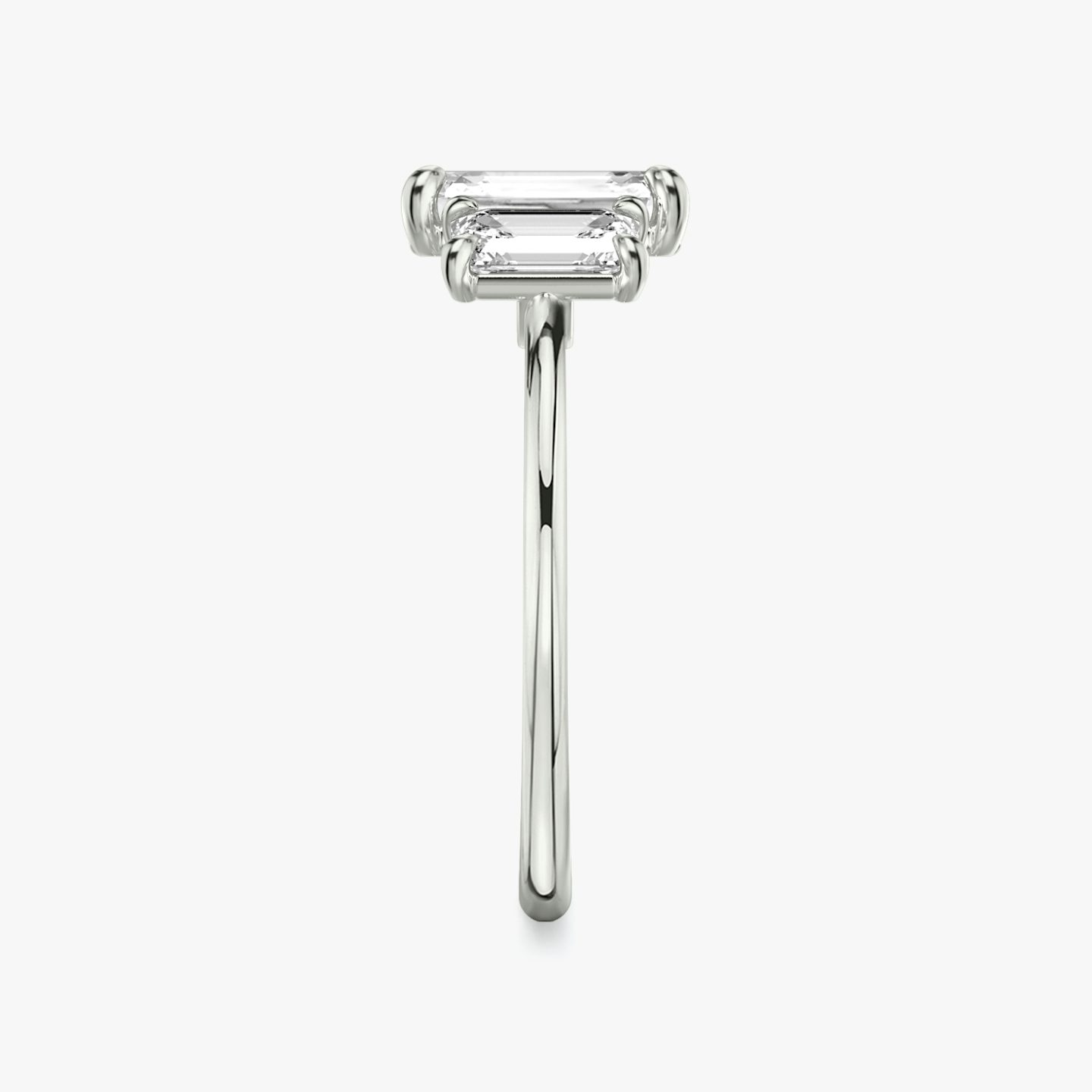 The Three Stone | Emerald | Platinum | bandAccent: Plain | sideStoneCarat: 0.50ct | sideStoneShape: Emerald | diamondOrientation: vertical | caratWeight: other