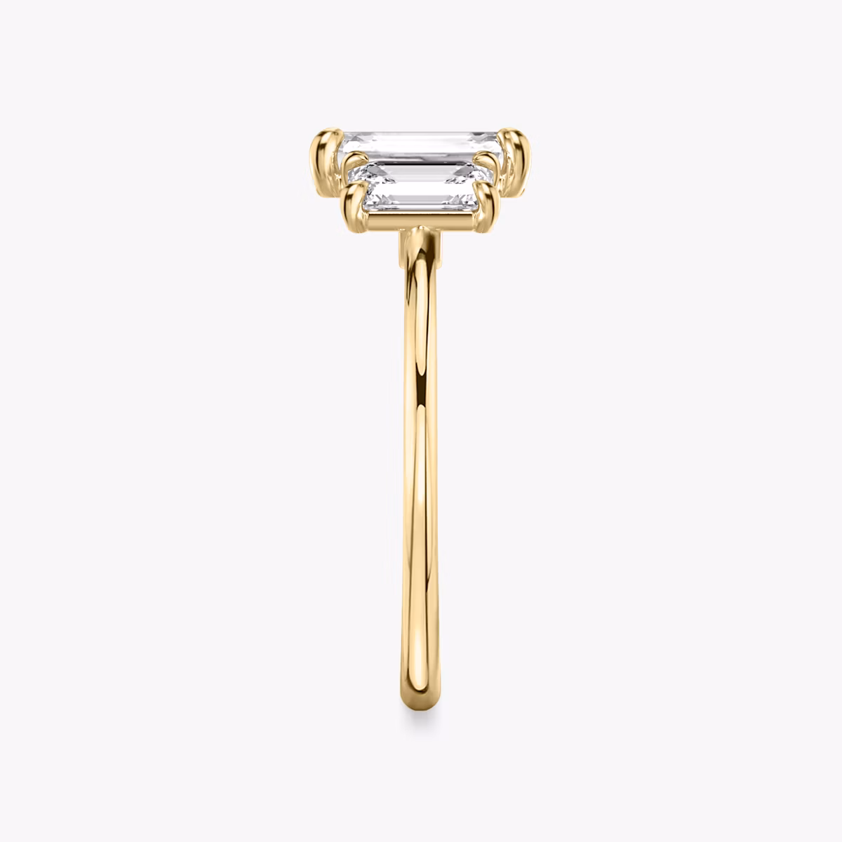 The Three Stone | Emerald | 18k | Yellow Gold | bandAccent: Plain | sideStoneCarat: 0.50ct | sideStoneShape: Emerald | diamondOrientation: vertical | caratWeight: other