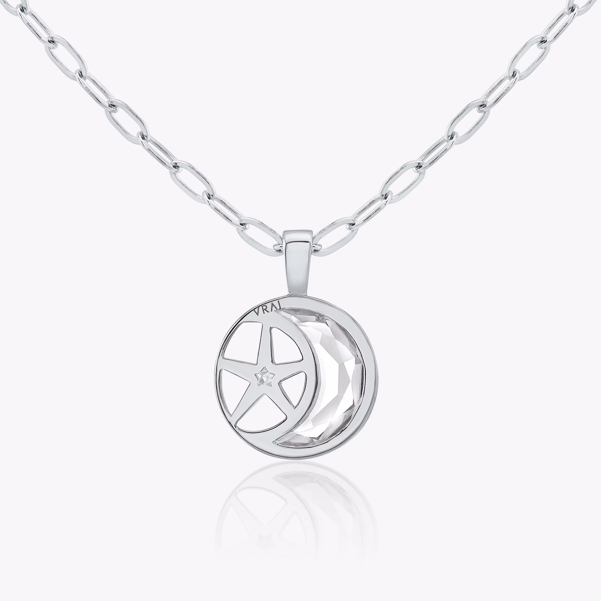 VRAI Solitaire Moon Pendant | 18k | White Gold | chainLength: 18-20