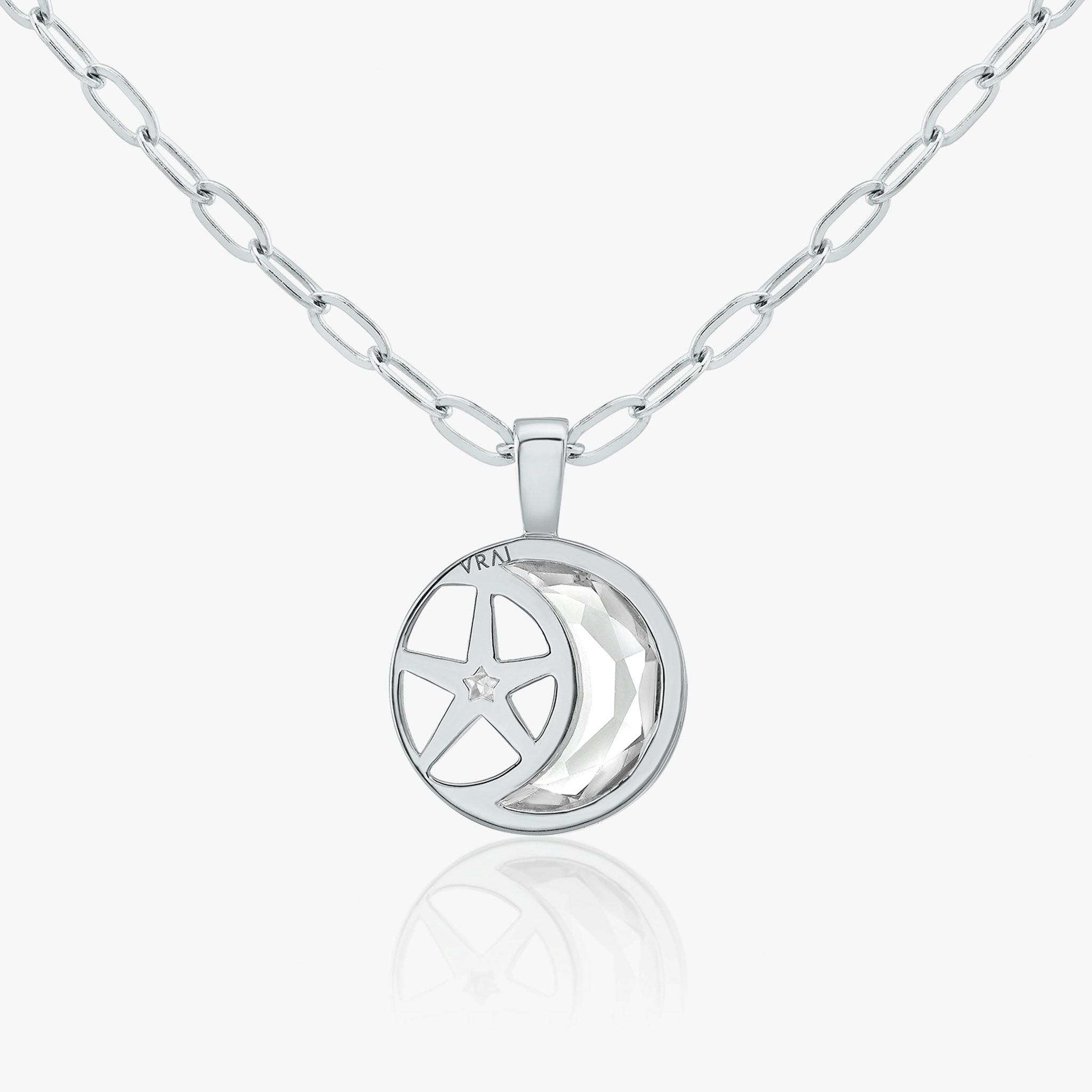 VRAI Solitaire Moon Pendant | 18k | White Gold | chainLength: 18-20