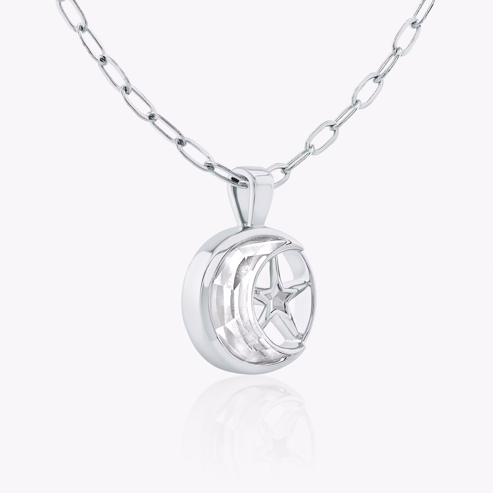 VRAI Solitaire Moon Pendant | 18k | White Gold | chainLength: 18-20