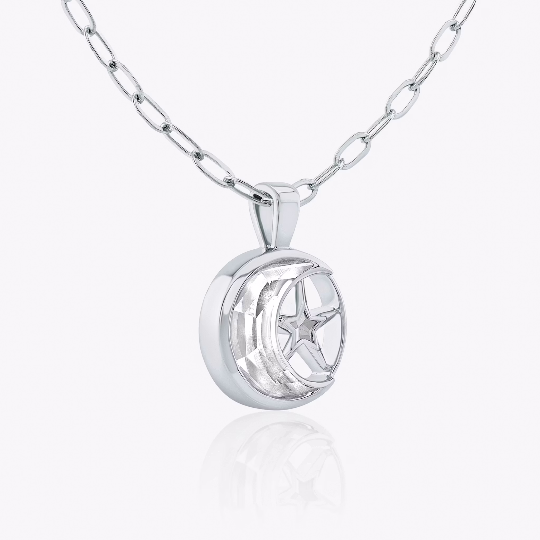 VRAI Solitaire Moon Pendant | Platinum