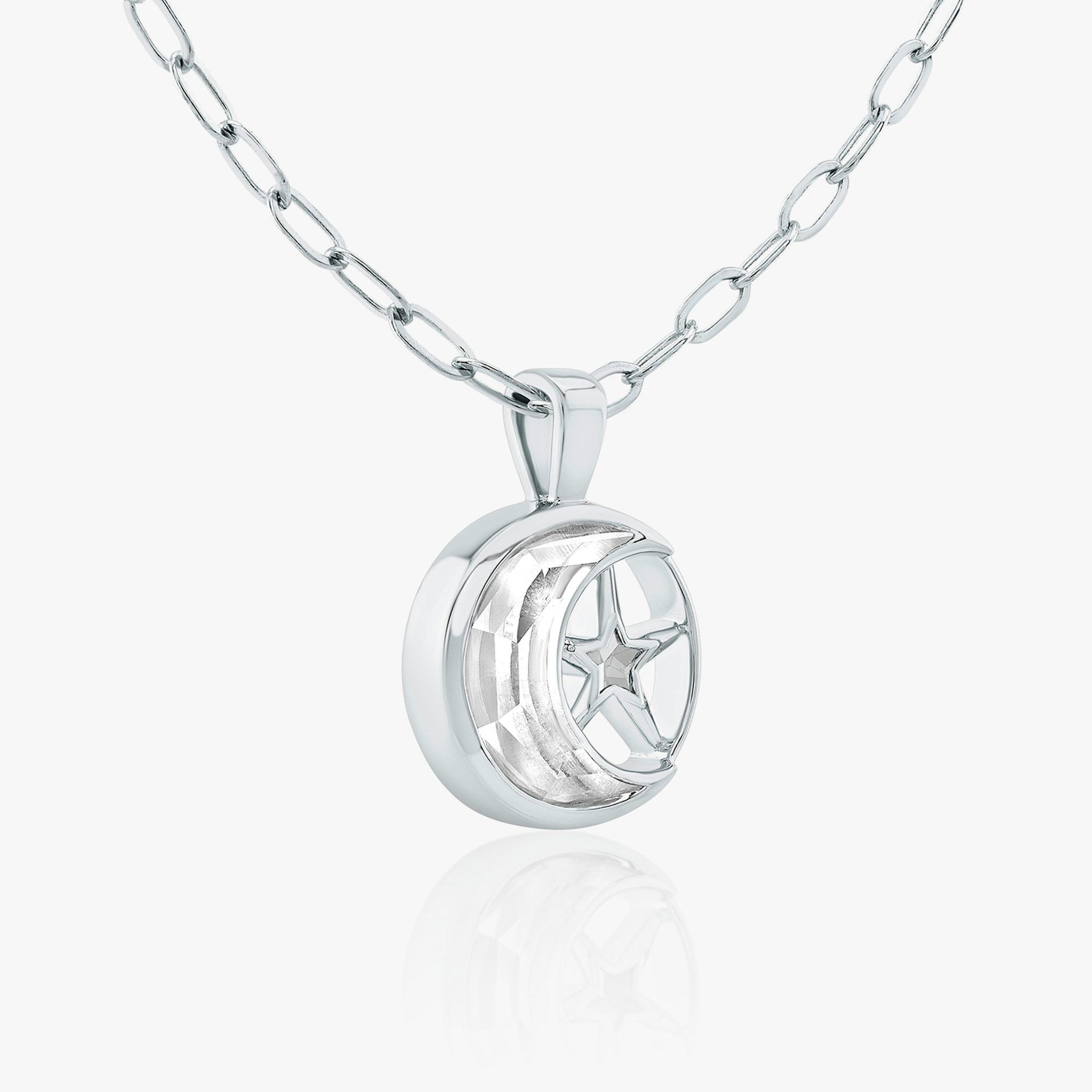 VRAI Solitaire Moon Pendant | 18k | White Gold | chainLength: 18-20