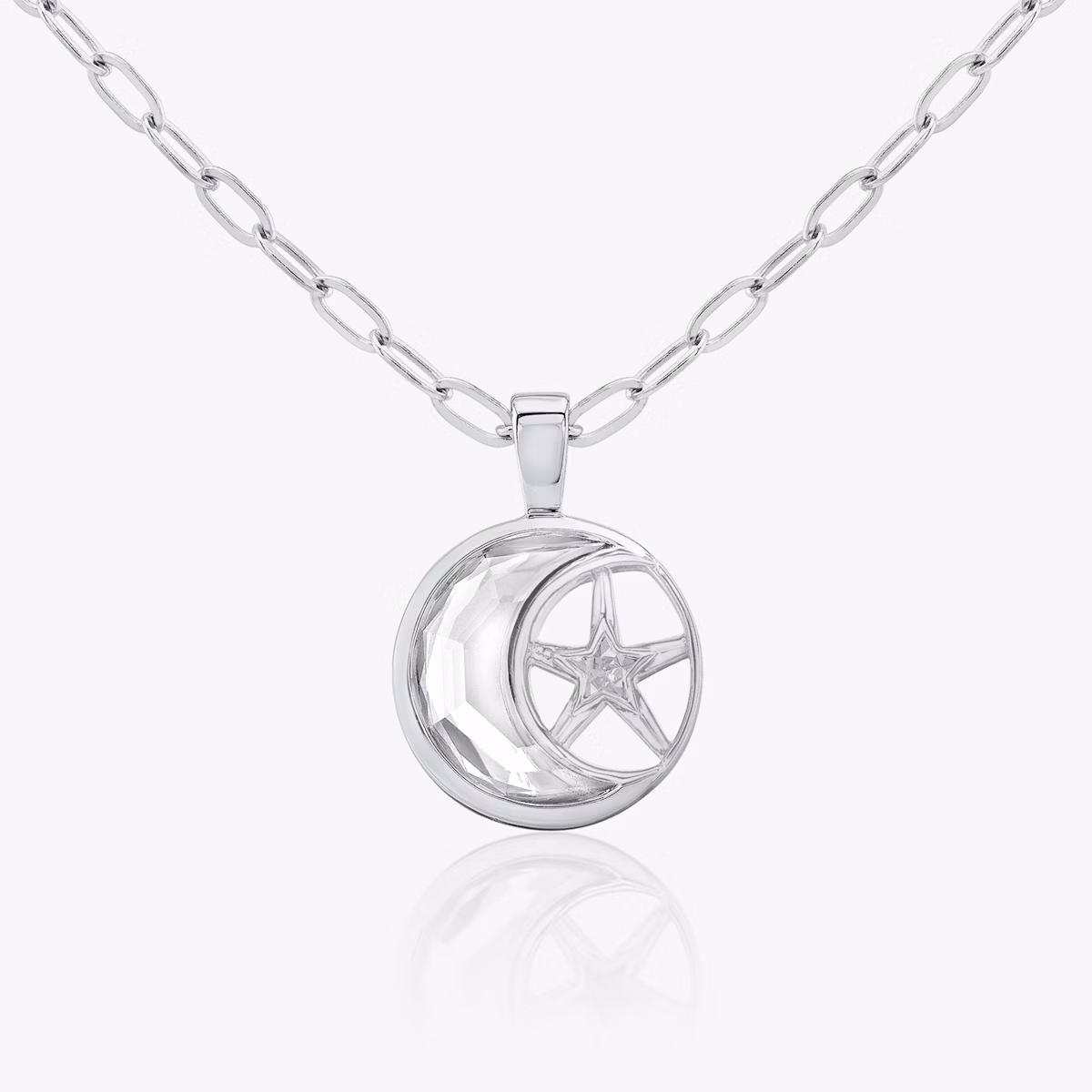 VRAI Solitaire Moon Pendant | Platinum | chainLength: 18-20