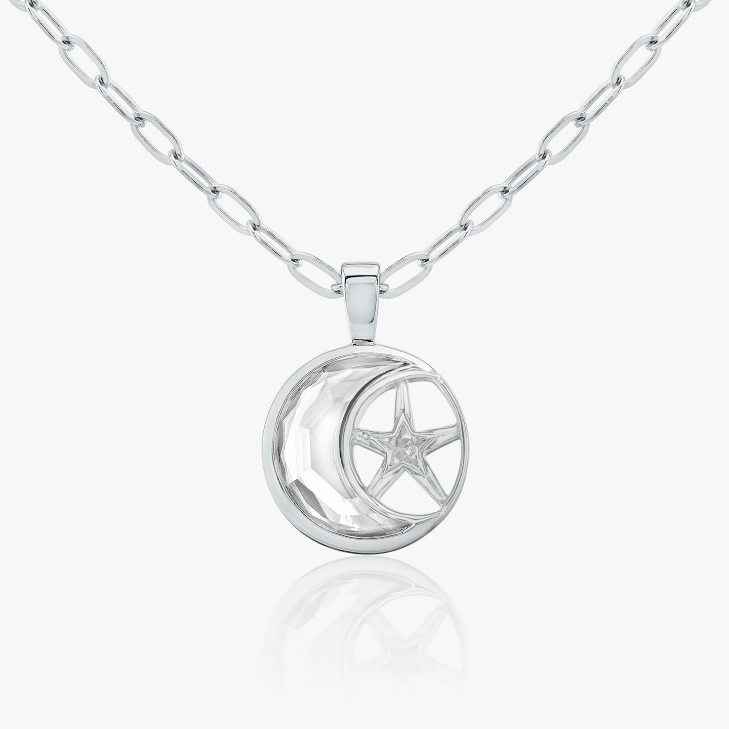 VRAI Solitaire Moon Pendant | 18k | White Gold | chainLength: 18-20