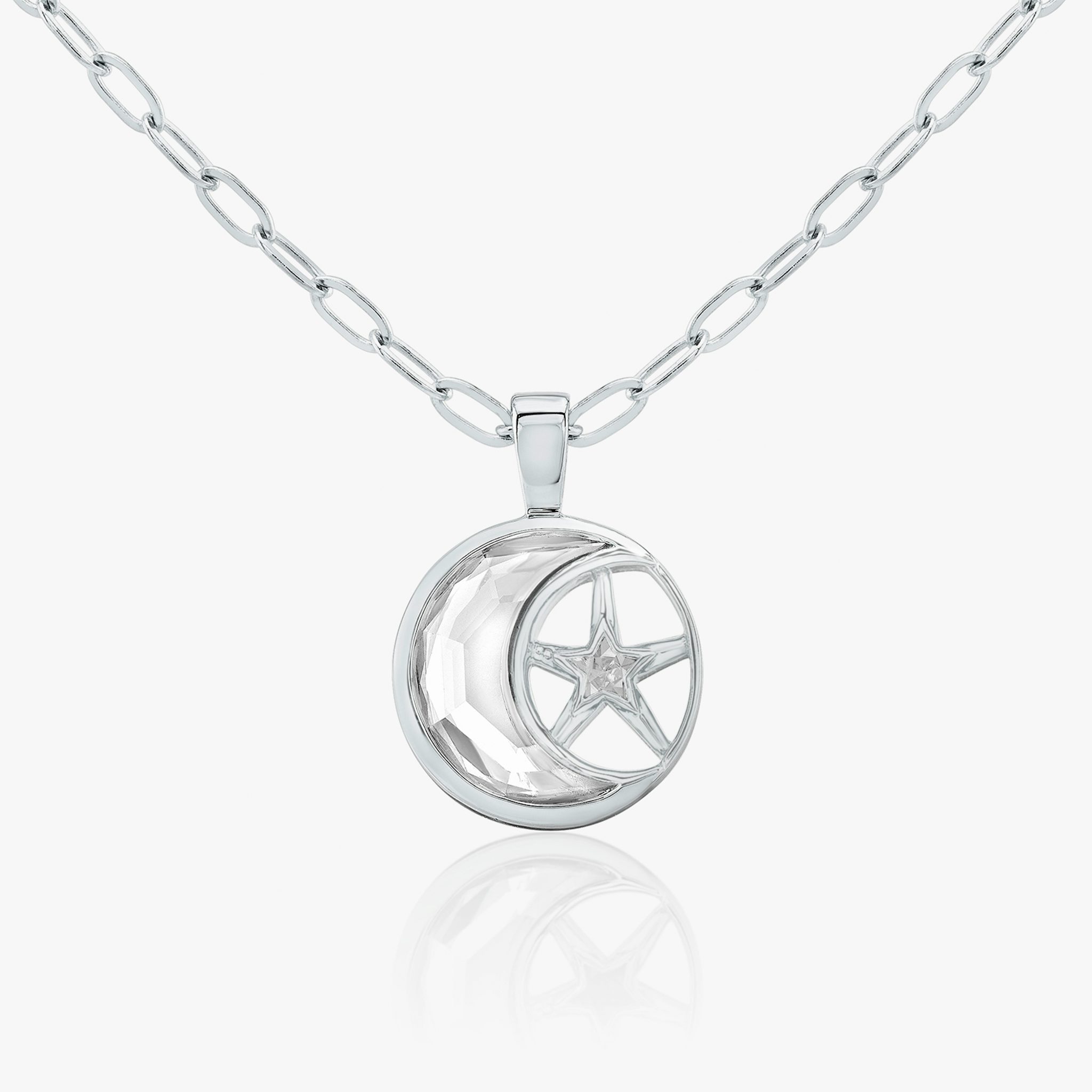 VRAI Solitaire Moon Pendant | 18k | White Gold | chainLength: 18-20